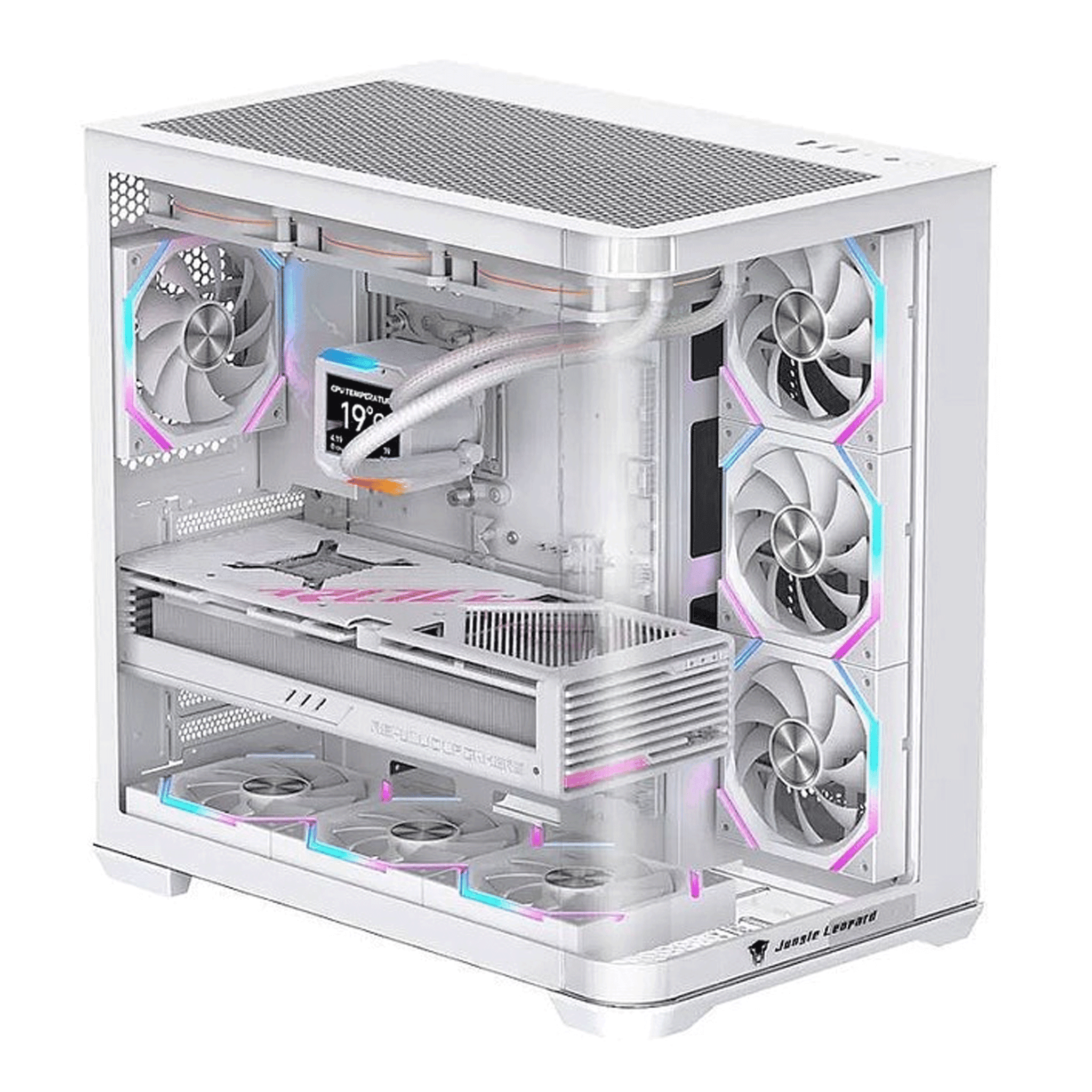 Thùng máy Case Leopard AC-01 Hồ Cá Kính Cong | Không kèm fan, trắng