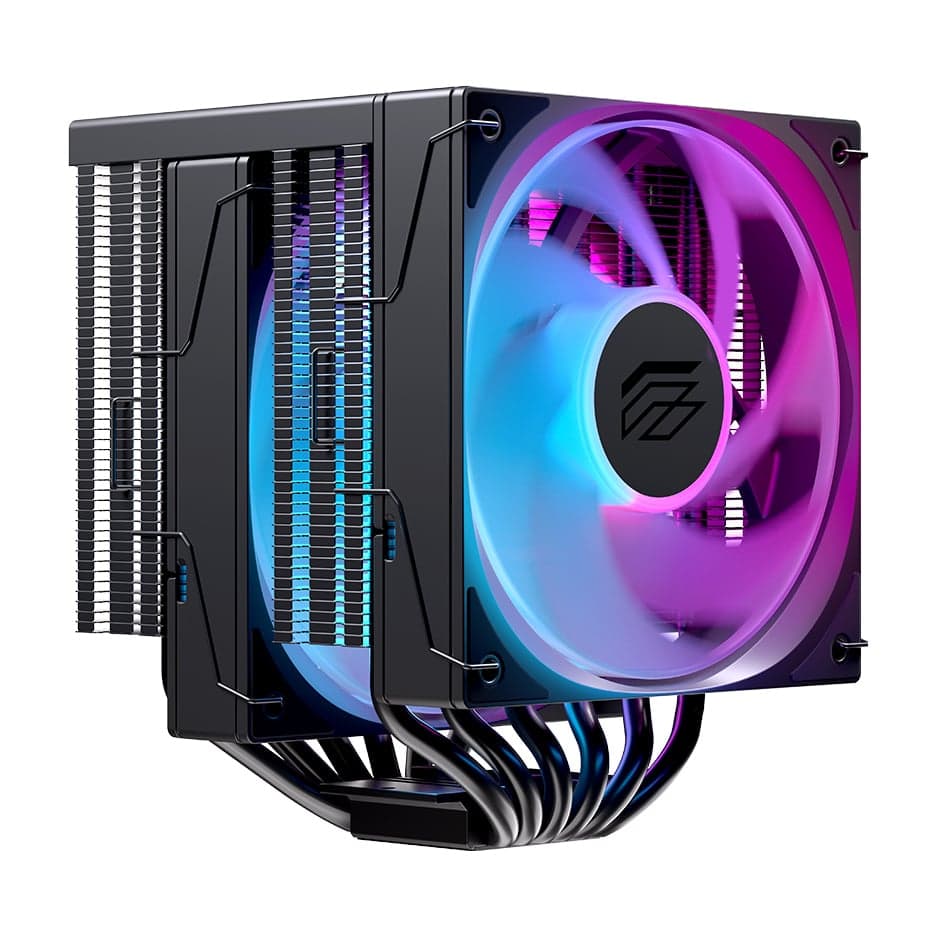 Tản nhiệt khí EINAREX Ventus V80 ARGB | 6 ống đồng, 2 Fan 120mm, Đen