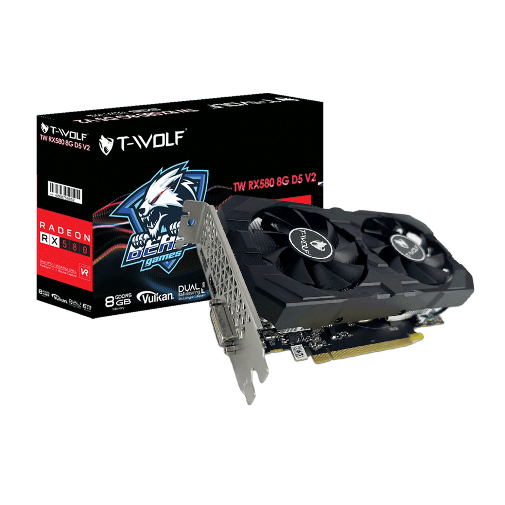 Card màn hình AMD Radeon RX 580 T-WOLF | 8GB GDDR5, 2304 SP, 500W