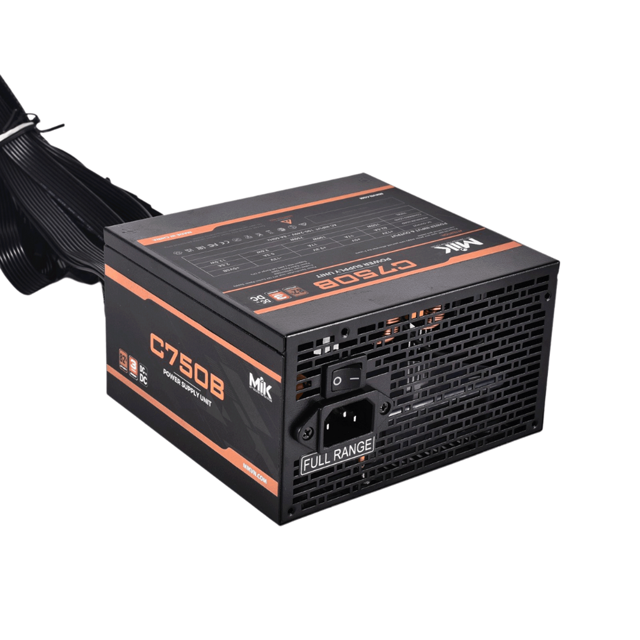 Nguồn máy tính Mik C750B (Hiệu Suất 87%) (Dc To Dc) - Đen