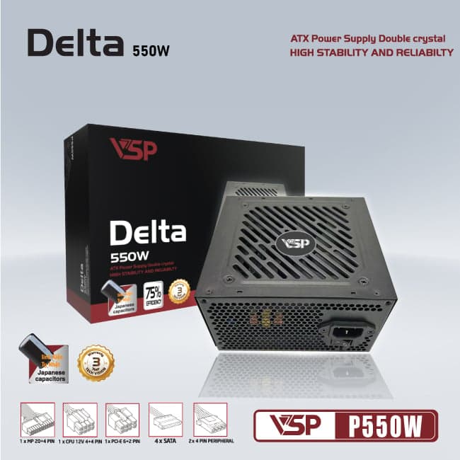 Nguồn máy tính VSP Delta P550 550W | Non Modular, ATX