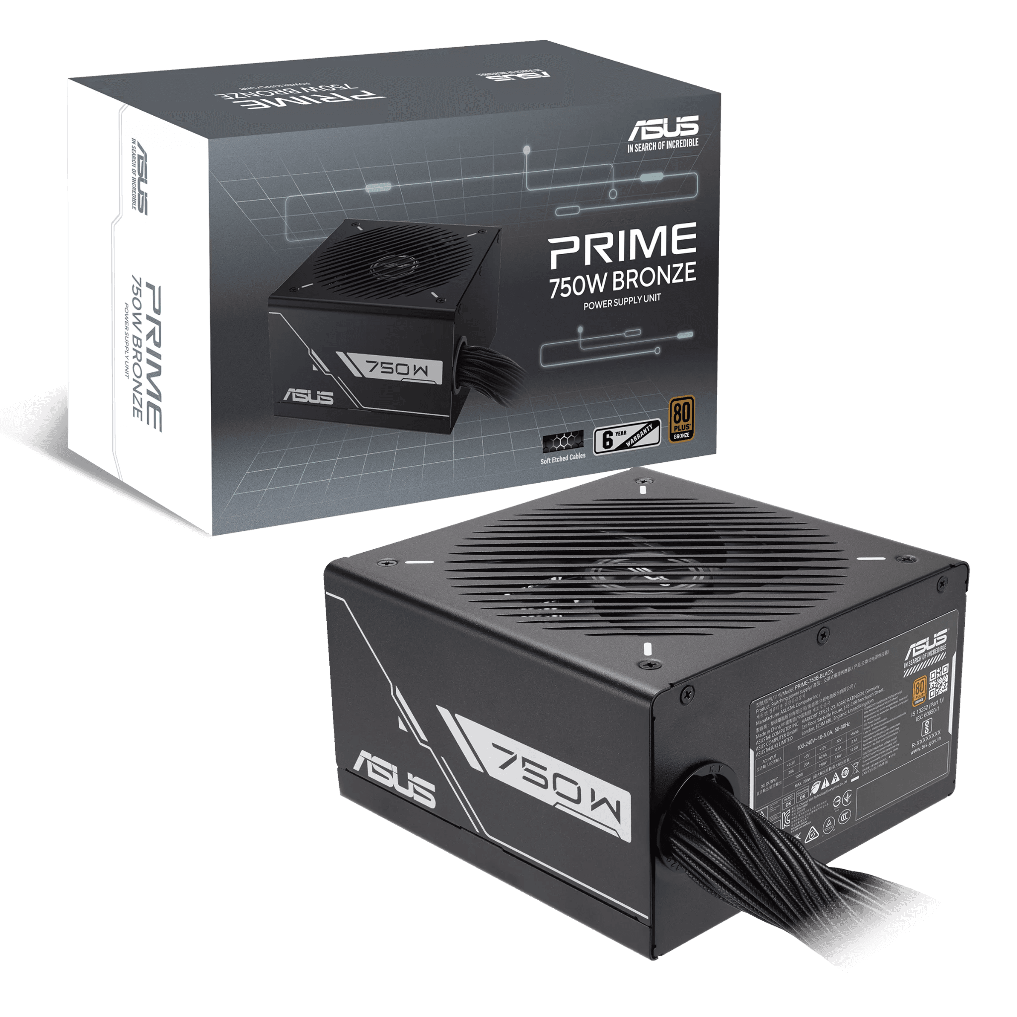 Nguồn máy tính Asus Prime 750W Bronze 80 Plus (90YE00Y0-B0NA00) | Non Modular, ATX