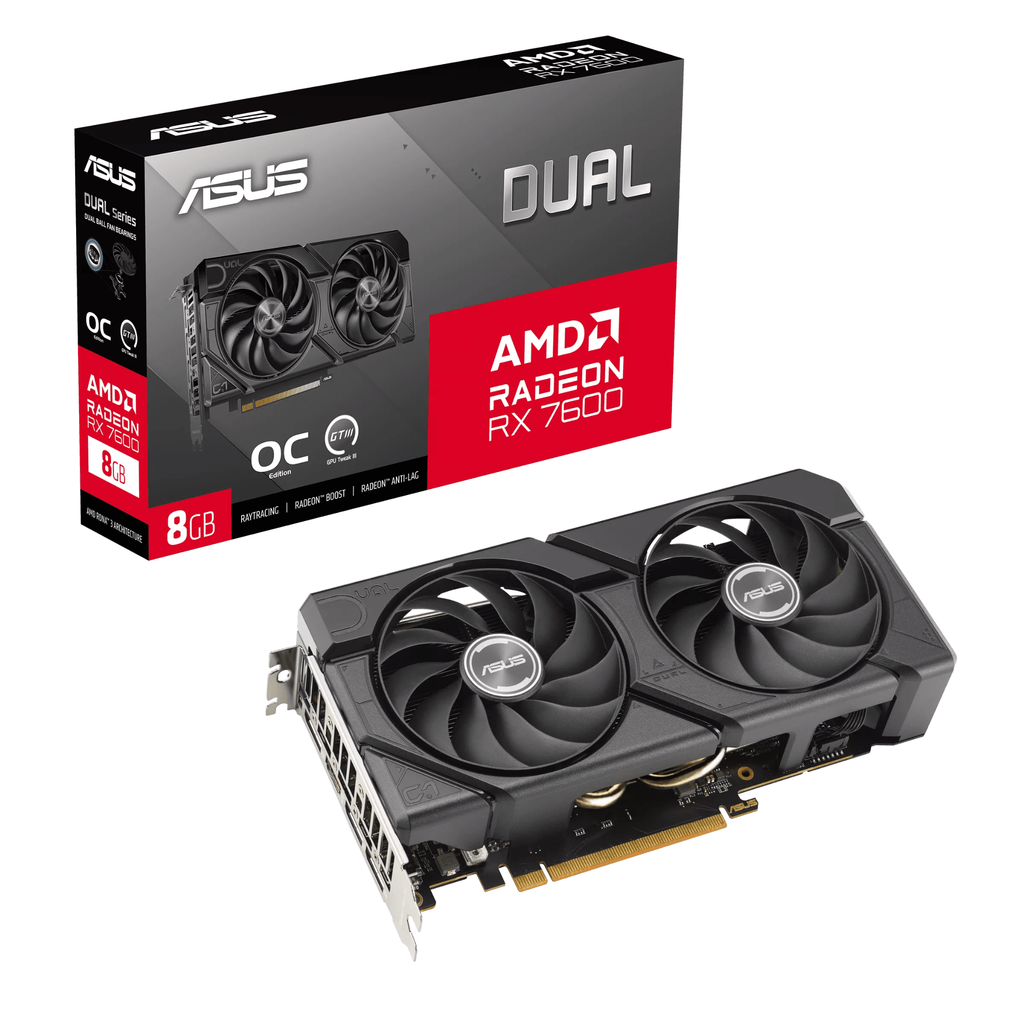 Card màn hình AMD Radeon RX 7600 ASUS Dual EVO OC | 8GB GDDR6, 2048 SP, 550W