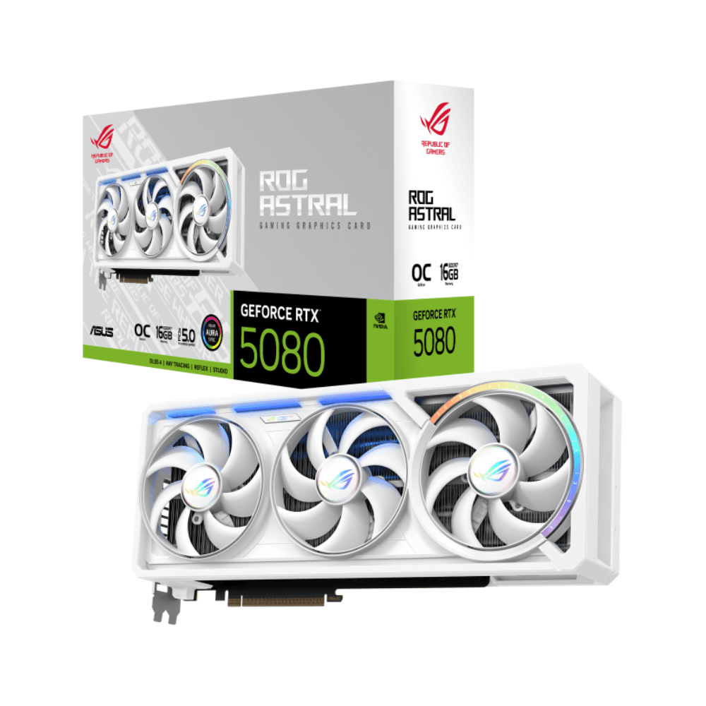 Card màn hình NVIDIA GeForce RTX 5080 ASUS ROG Astral Gaming White OC | 16GB GDDR7, 10752 CUDA, 850W