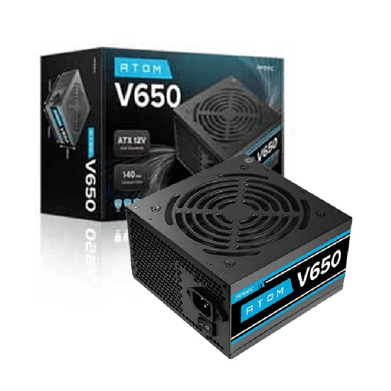 Nguồn máy tính Antec Atom Meta V650 600W (230V AC) (ANTECV650EC) | Non-Modular, 120mm Fan, ATX, Đen