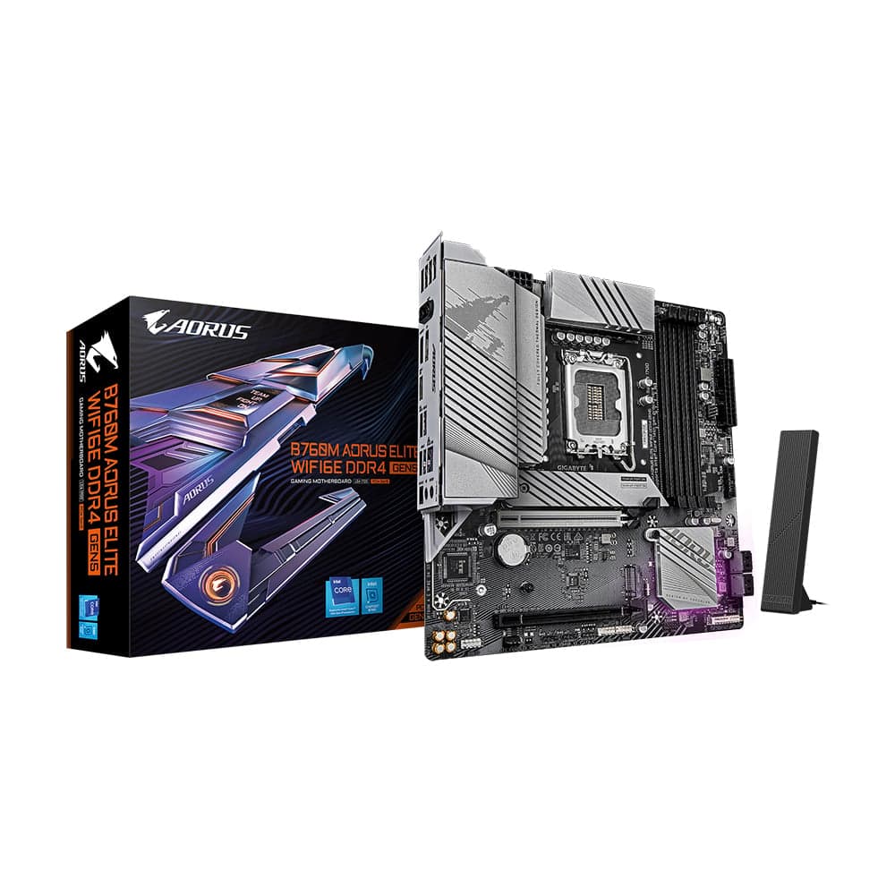 Mainboard (Intel) Gigabyte B760M AORUS ELITE WIFI6E DDR4 GEN5 | LGA1700, mATX, 4 khe DDR4
