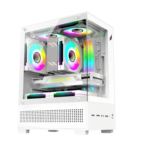 Thùng máy hồ cá E-DRA ECS1303H | Micro-ATX, Mặt kính cường lực, Hỗ trợ 5 Fan, Trắng