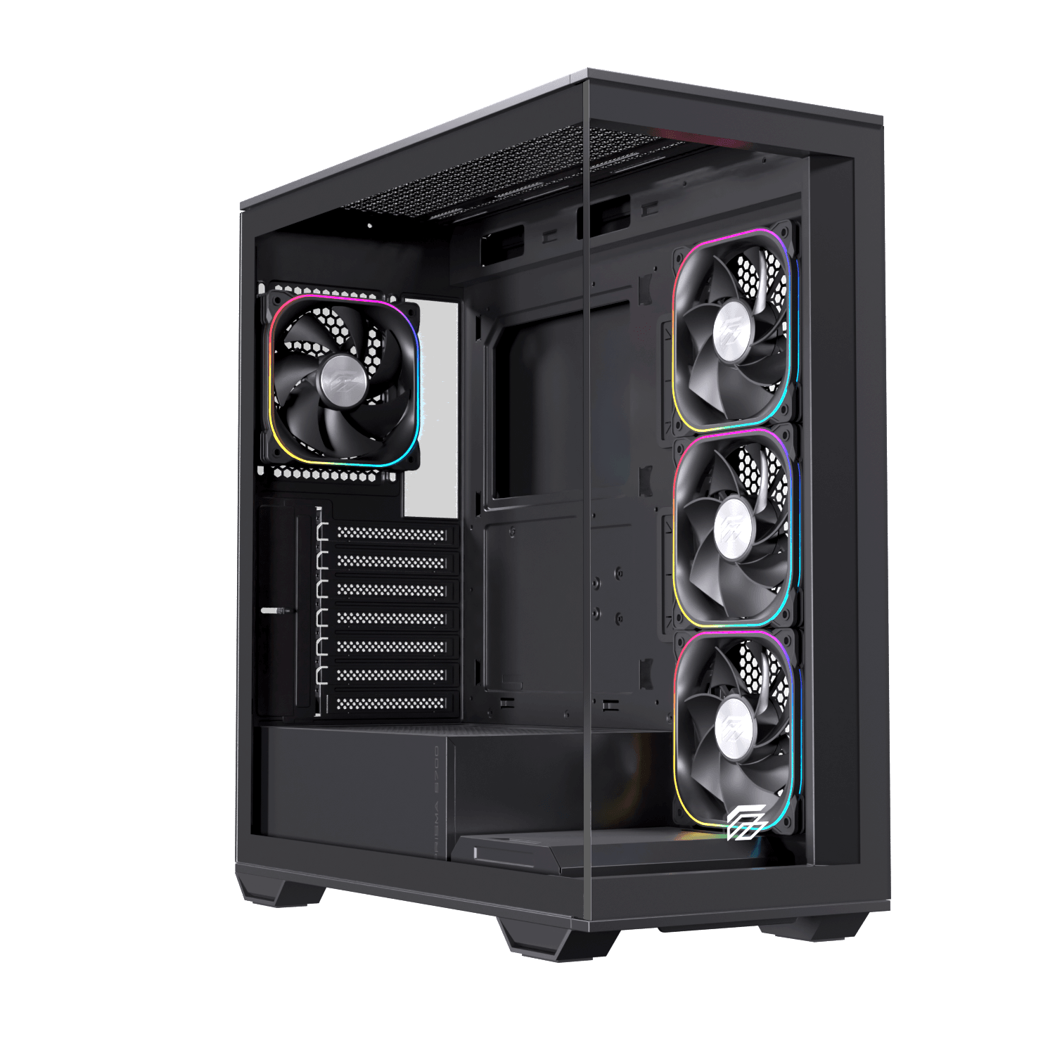 Thùng máy EINAREX Prisma S700 RGB F-ATX (Kèm Sẵn 4F ARGB) | Kính cường lực, USB 3.2 Type-C Gen 2, Đen