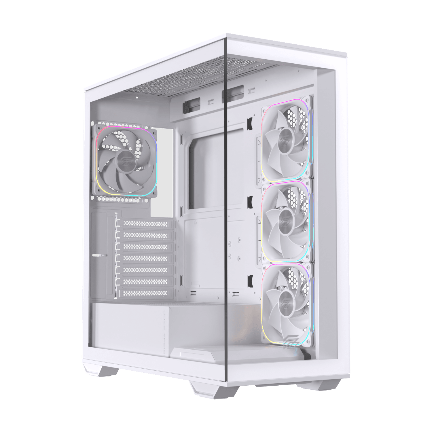 Thùng máy EINAREX Prisma S700 RGB F-ATX (Kèm Sẵn 4F ARGB) | Kính cường lực, USB 3.2 Type-C Gen 2, Trắng