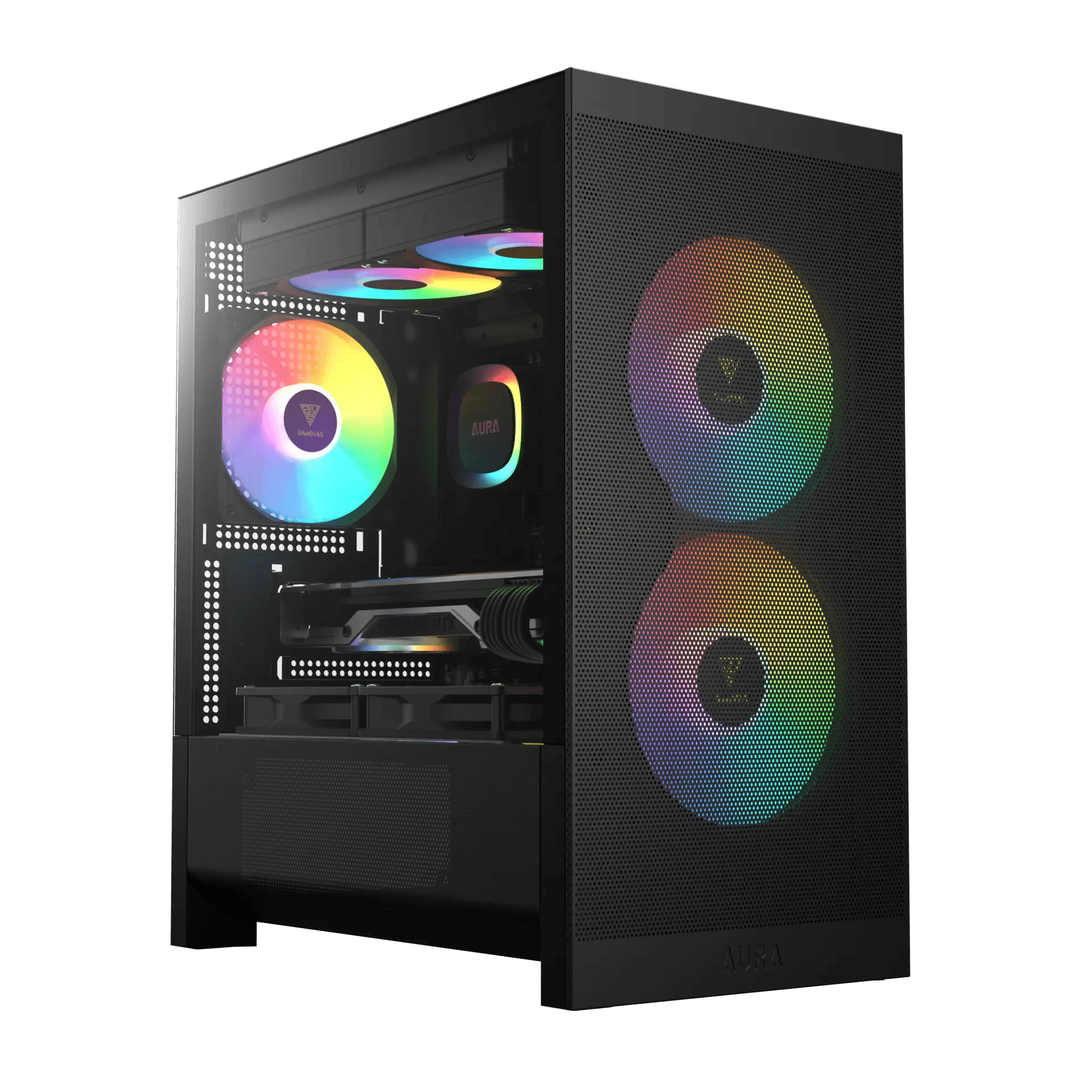 Thùng máy Gamdias Aura GC15M ARGB M-ATX (Kèm Sẵn 3 Fan ARGB) | Micro Tower, Kính cường lực, Đen