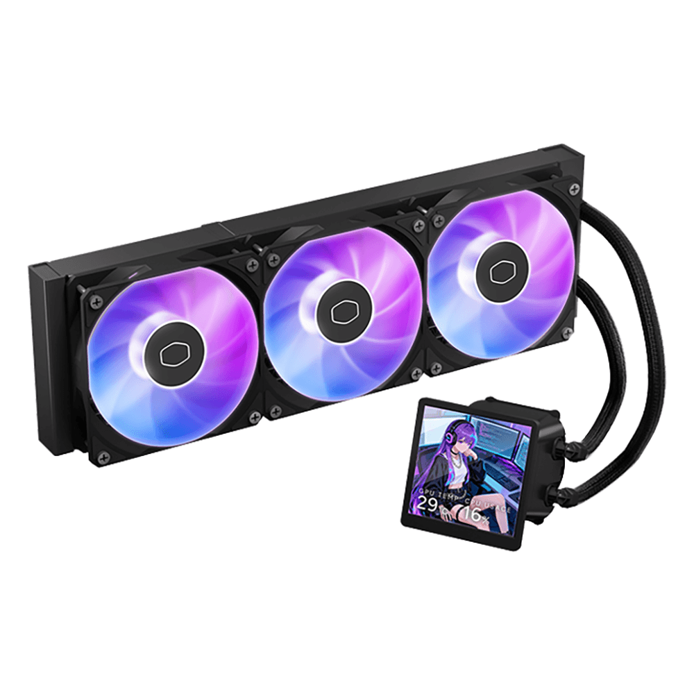 Tản nhiệt nước Cooler Master MasterLiquid Core LCD 4 inch 360 ARGB | Màn hình LCD 4 inch, ARGB, Radiator 360mm, Đen