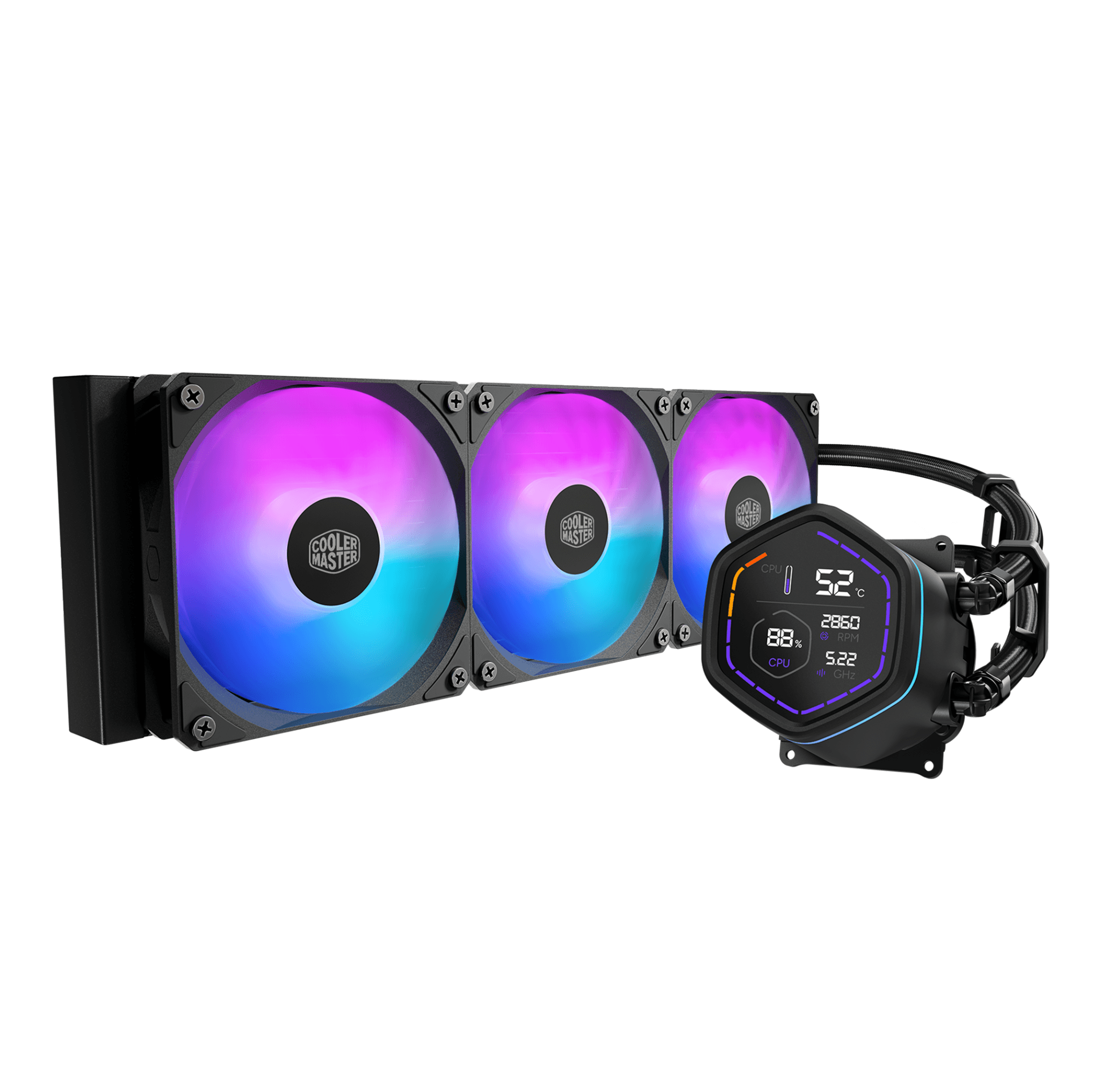 Tản Nhiệt Nước Coolermaster Masterliquid Core Nex Digital 360 ARGB | LED Digital Display, Đen