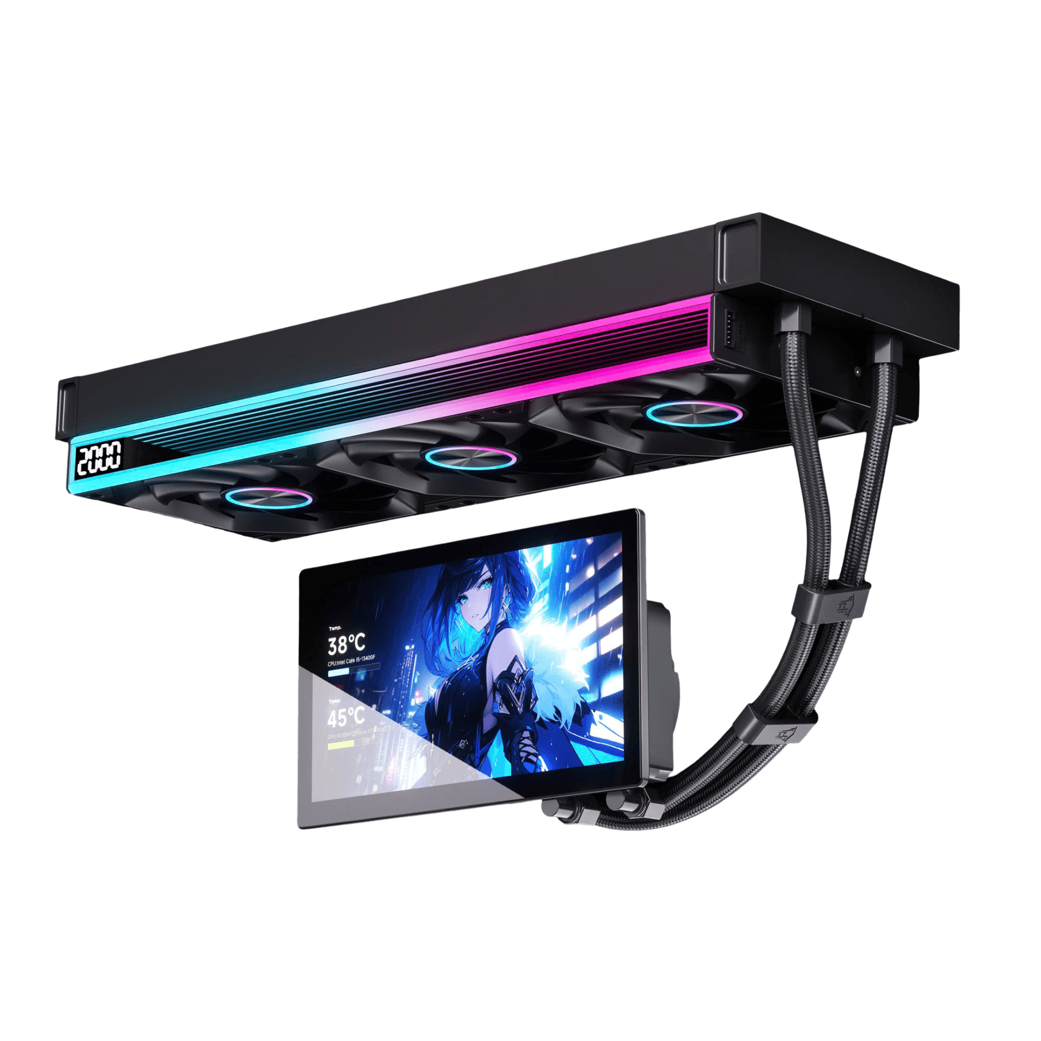 Tản nhiệt nước Leopard UltraFlow 360 ARGB LCD 7 Inch | AIO 360mm, Công suất 320W, Đen