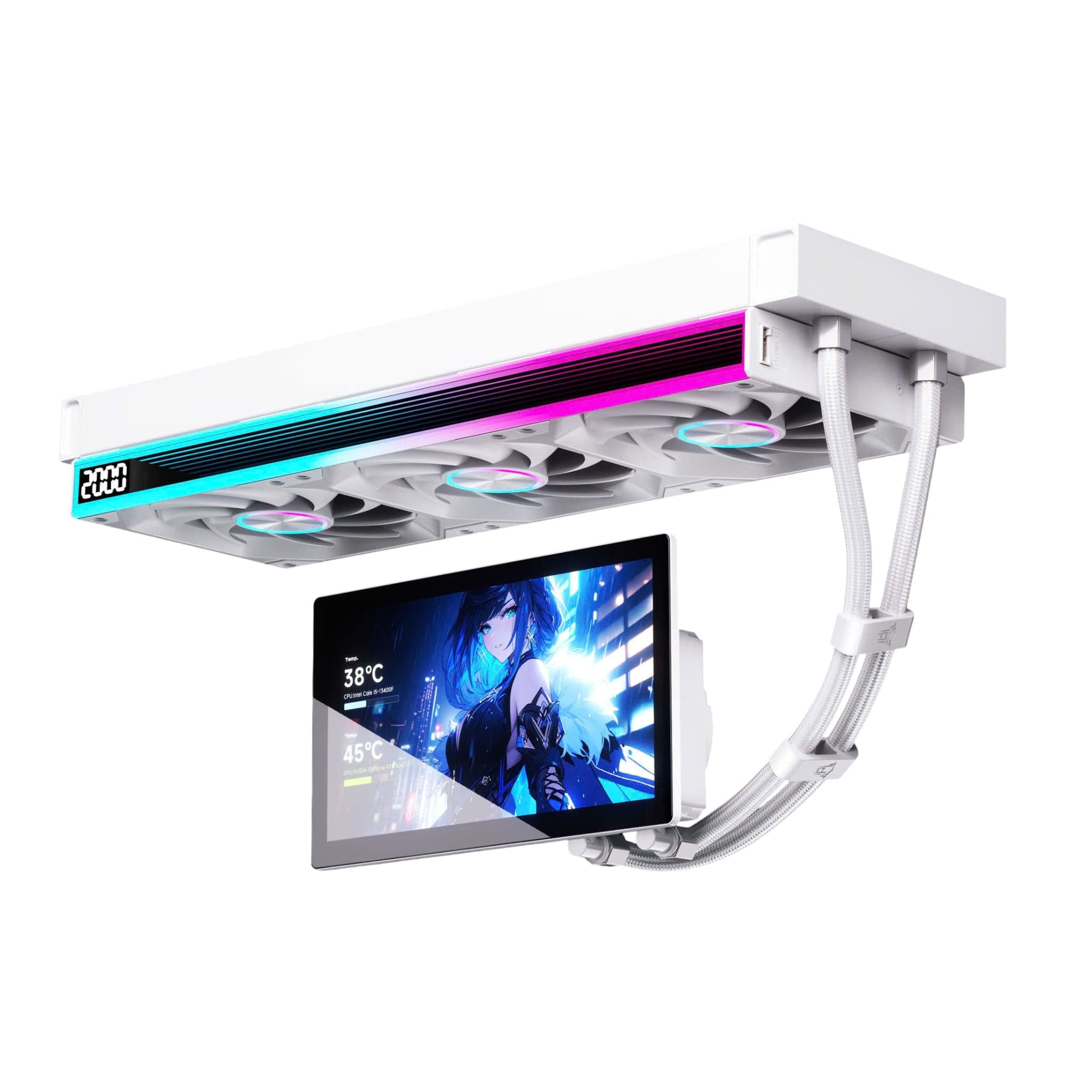 Tản nhiệt nước Leopard UltraFlow 360 ARGB LCD 7 inch | AIO 360mm, 320W, Trắng