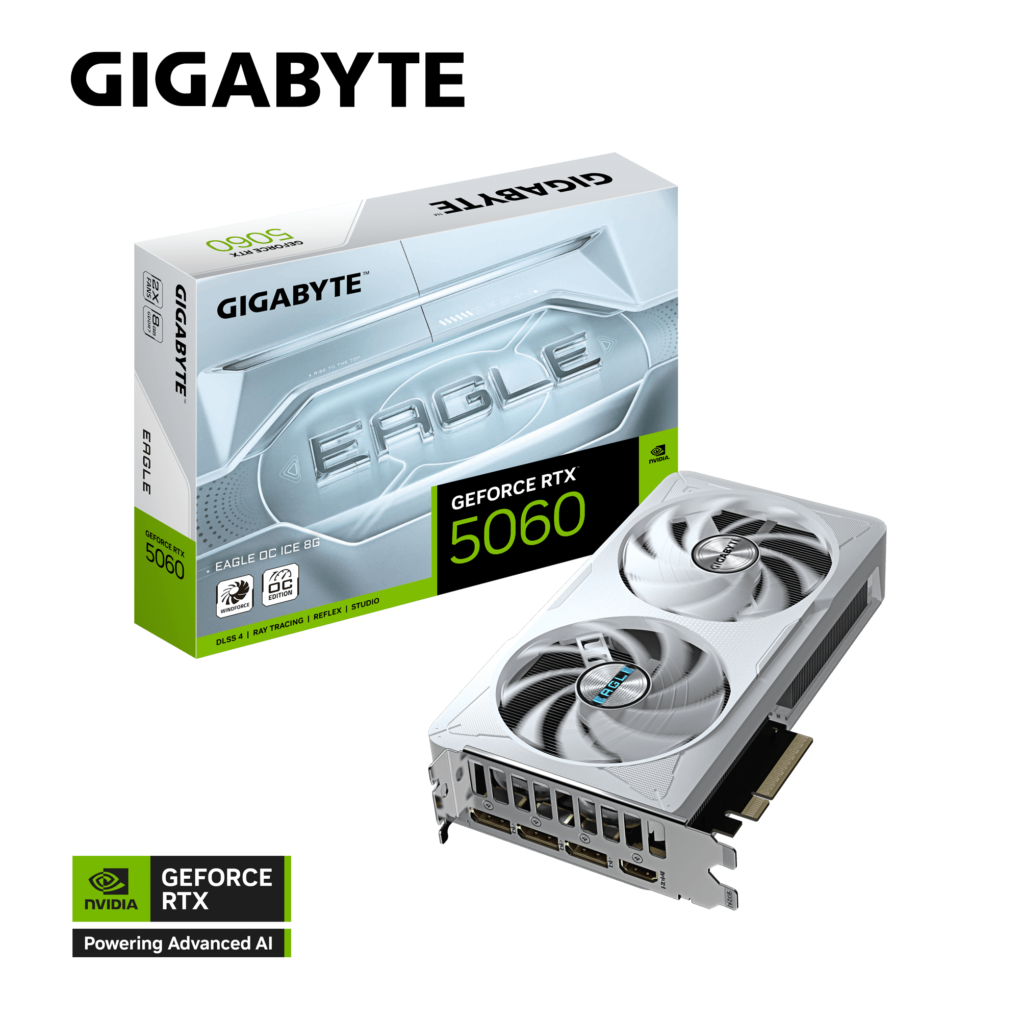 Card màn hình Gigabyte GeForce RTX 5060 EAGLE ICE OC 8G (GV-N5060EAGLE ICE OC-8GD) | 8GB GDDR7, 3840 CUDA, PCIe 5.0