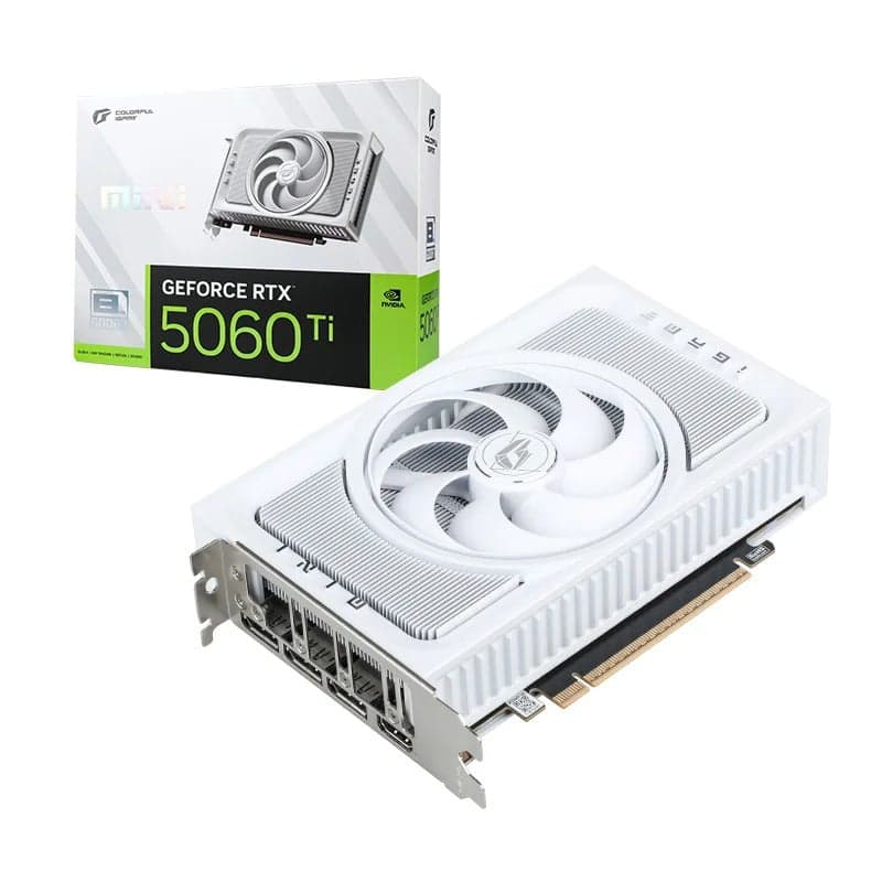 Card màn hình NVIDIA GeForce RTX 5060 Ti Colorful iGame Mini W OC 8GB-V | 8GB GDDR7, 4608 CUDA, 1 Fan, Trắng
