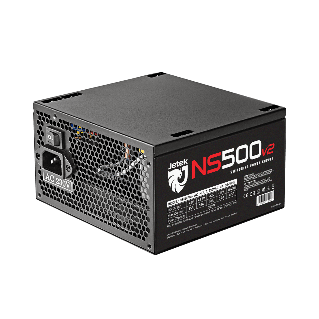 Nguồn máy tính Jetek NS500 V2 | 350W, Non Modular, ATX