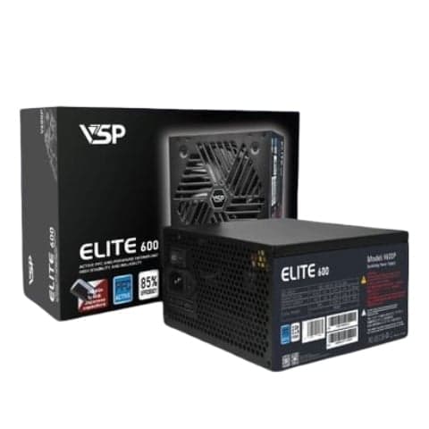 Nguồn máy tính Game Vsp Elite V600P - Đen | Non Modular, ATX