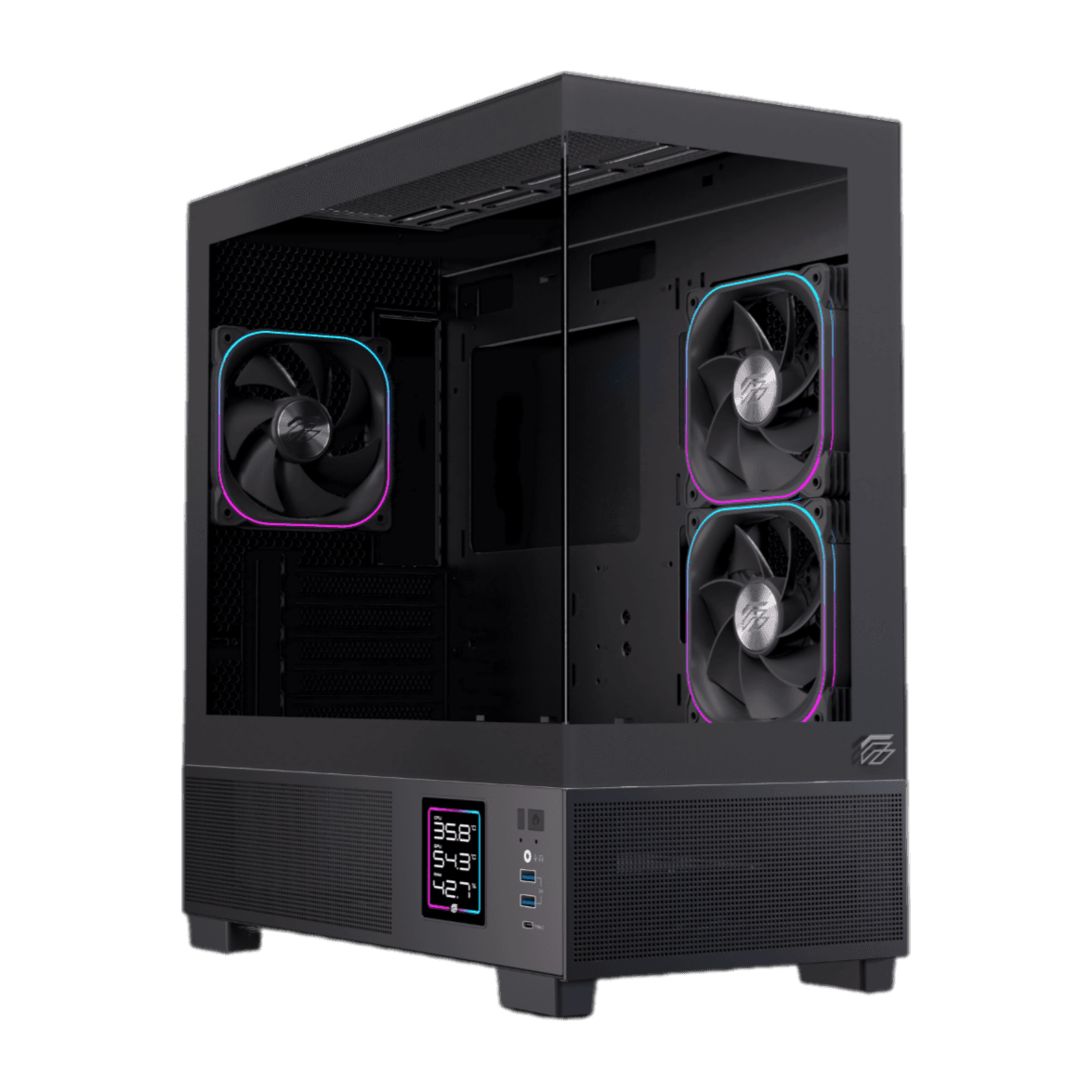 Thùng máy EINAREX SM501D RGB (Kèm sẵn 3 Fan ARGB) | M-ATX, Mặt kính, Đen