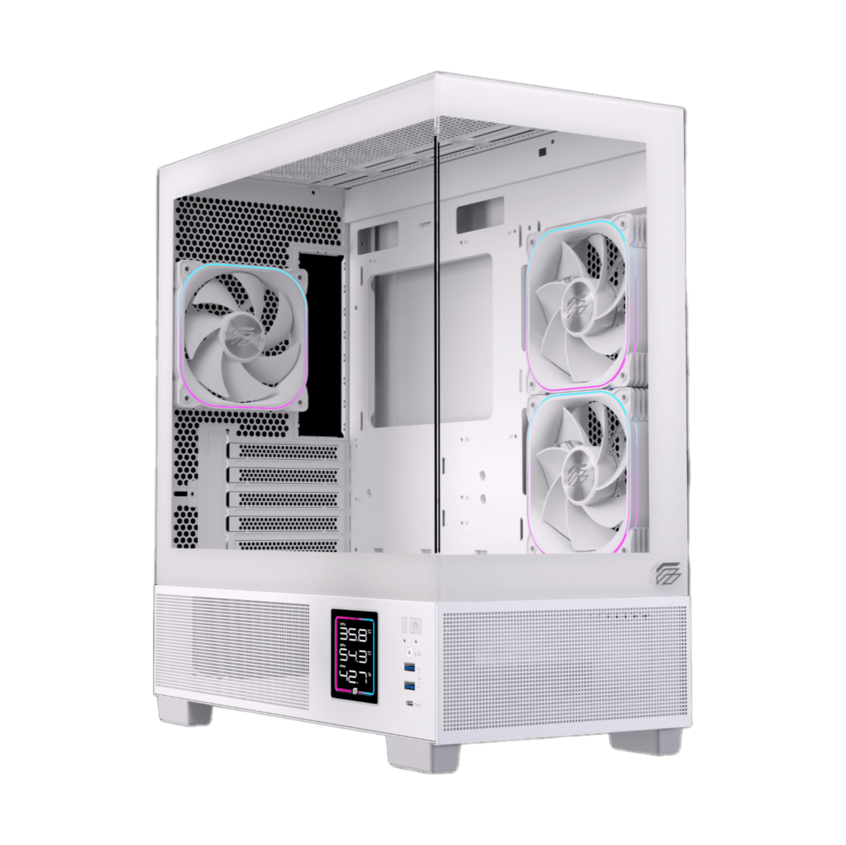 Thùng máy EINAREX SM501D RGB (Kèm sẵn 3 Fan ARGB) | M-ATX, Mặt kính, Trắng