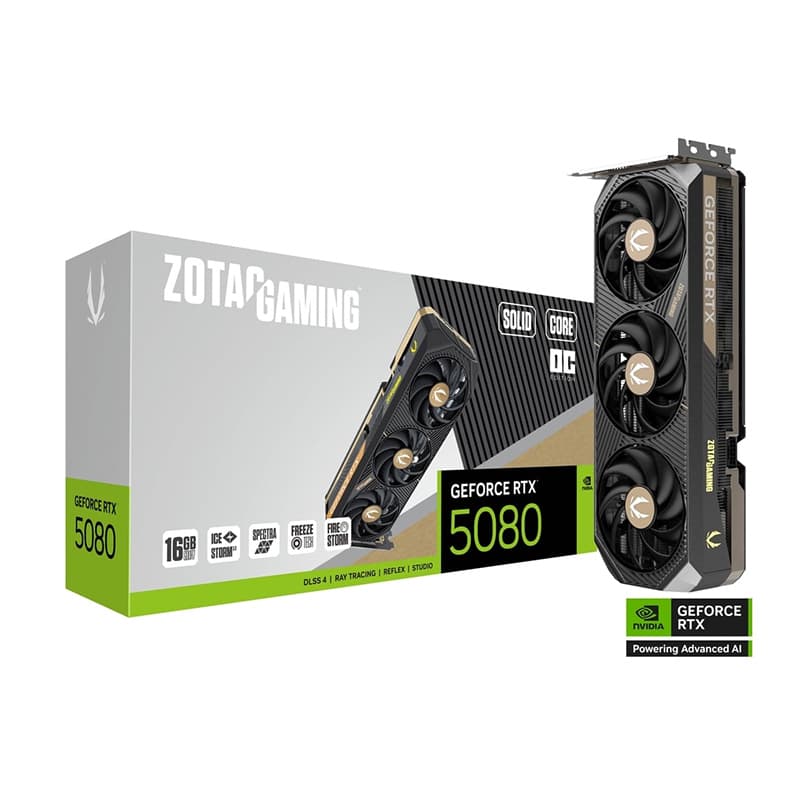 Card màn hình NVIDIA GeForce RTX 5080 Zotac SOLID CORE OC (ZT-B50800J2-10P) | 16GB GDDR7, 10752 CUDA, 850W