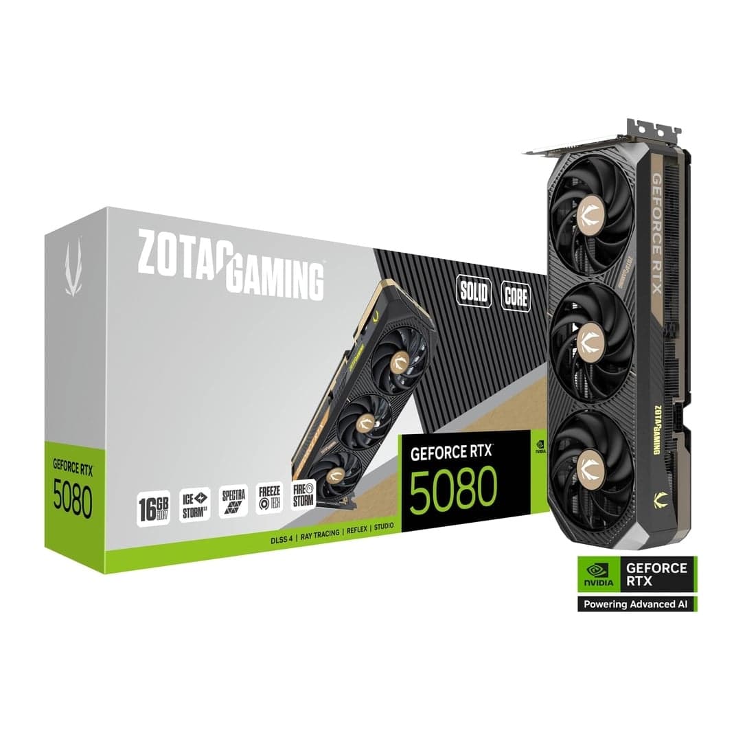 Card màn hình NVIDIA GeForce RTX 5080 Zotac SOLID CORE (ZT-B50800D2-10P) | 16GB GDDR7, 10752 CUDA, 850W