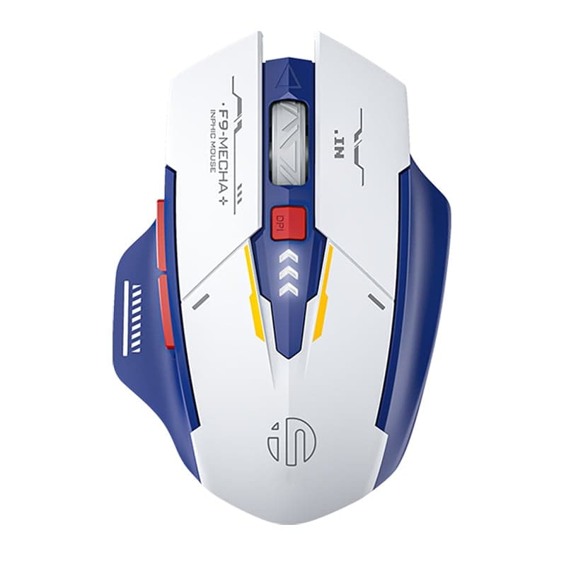 Chuột gaming INPHIC F9 Gundam Chính Hãng | Wireless, 2400 DPI, 90g, Trắng Xanh