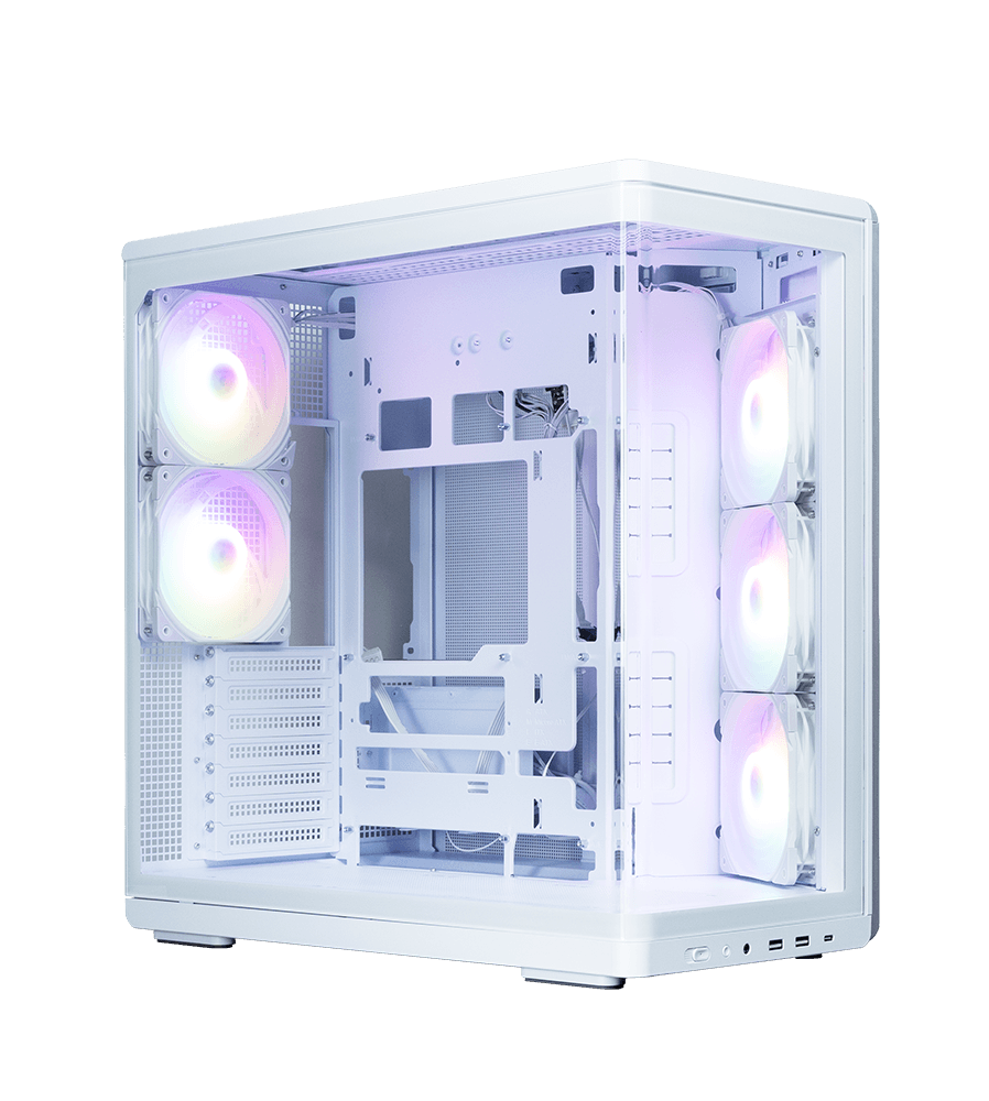 Thùng máy hồ cá Zalman P60 Kính cong Nguyên Khối (Kèm sẵn 5 Fan) | ATX, Trắng