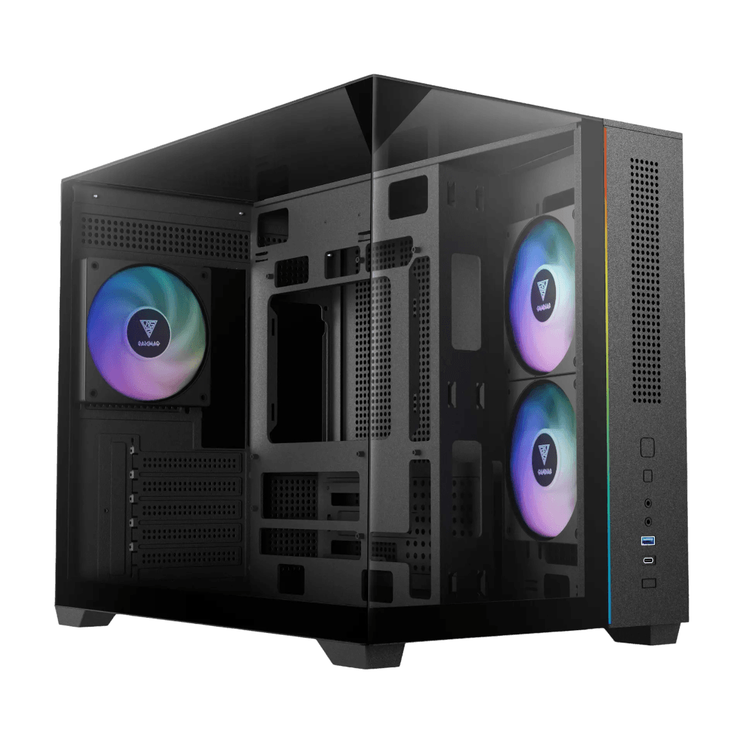 Thùng máy Gamdias Atlas M3M (Kèm sẵn 3 Fan ARGB) | M-ATX, Micro Tower, Kính cường lực, Đen