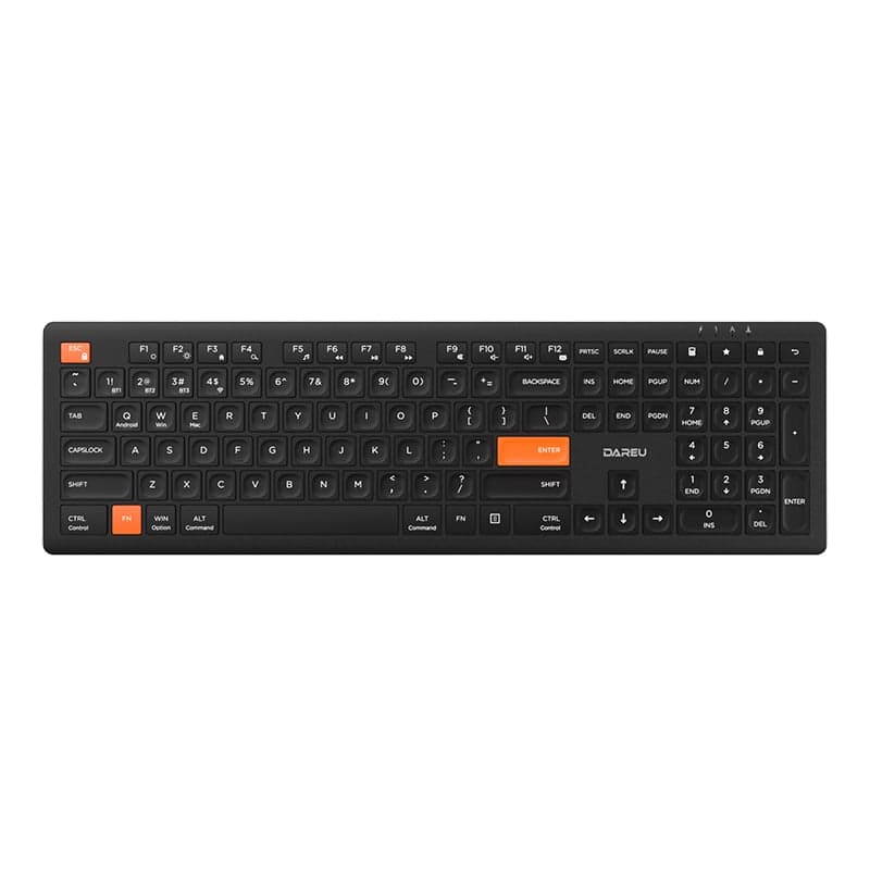 Bàn Phím Không Dây Dare-U LK150D Black Orange (Dual Mode, Scissor Switch)