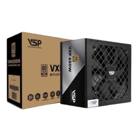 Nguồn máy tính VSP VXP 650W SGVN Gold 230V - Đen | Full Modular, ATX