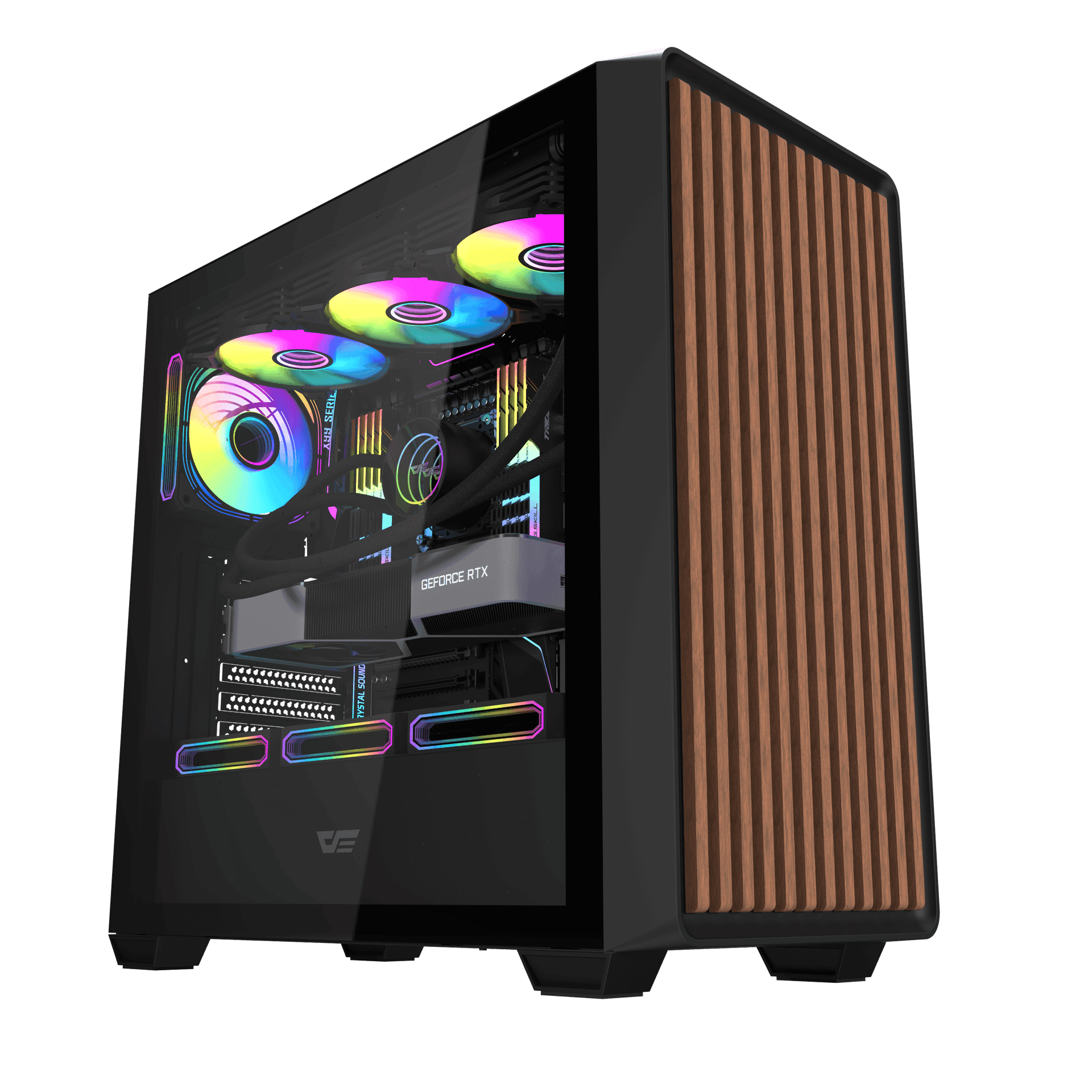 Thùng máy Case Darkflash DS900WD ATX - Đen (Mặt gỗ)