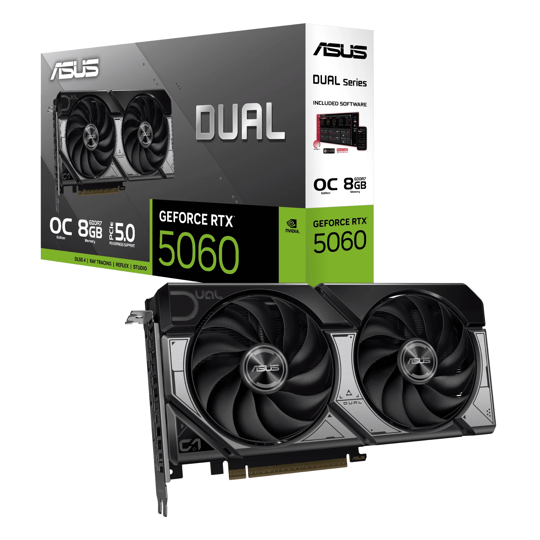 Card màn hình ASUS Dual GeForce RTX 5060 8GB GDDR7 OC Edition - A (DUAL-RTX5060-O8G-A) | 3840 CUDA, PCIe 5.0