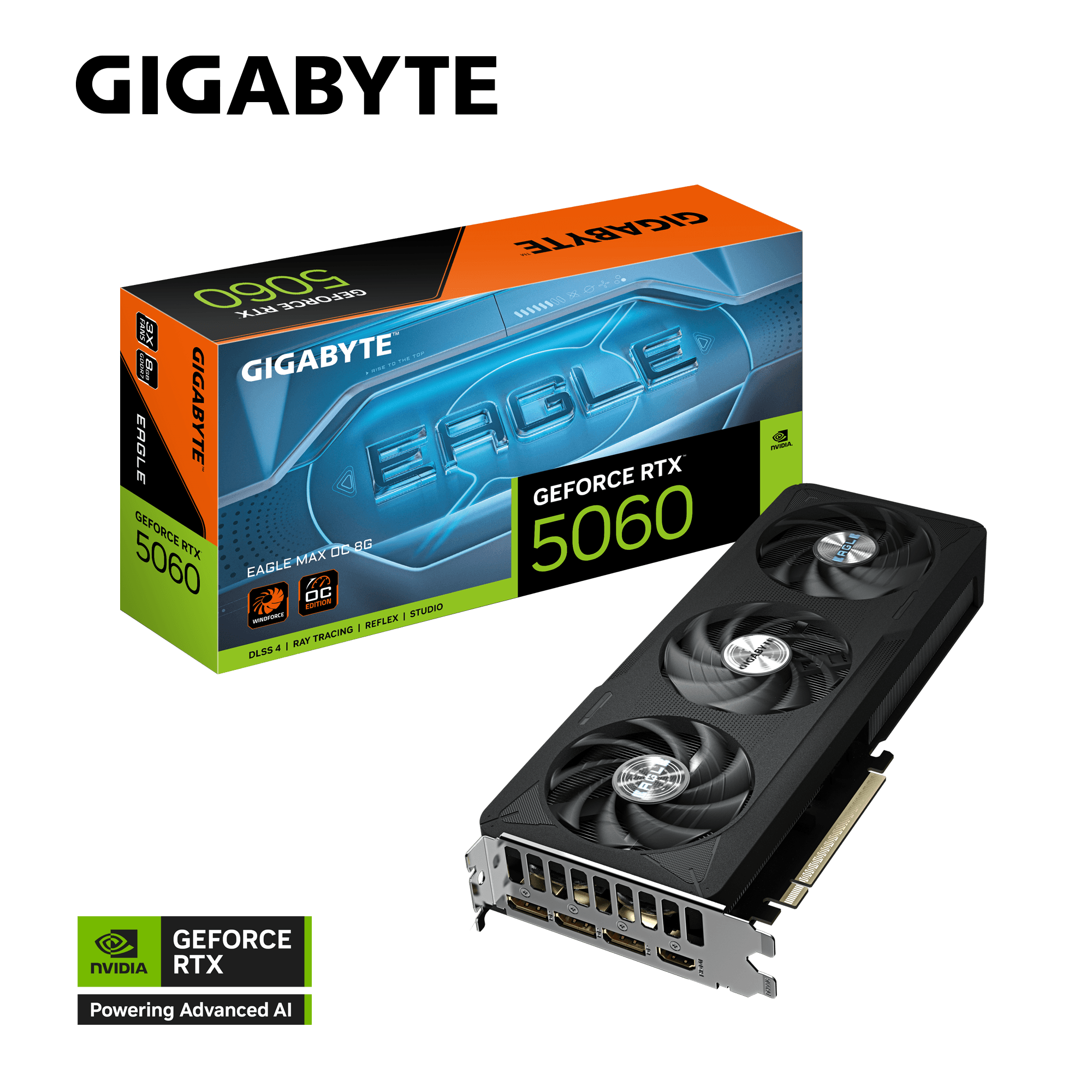Card màn hình Gigabyte GeForce RTX 5060 EAGLE MAX OC 8G (GV-N5060EAGLEMAX OC-8GD) | 8GB GDDR7, 3840 CUDA, 550W