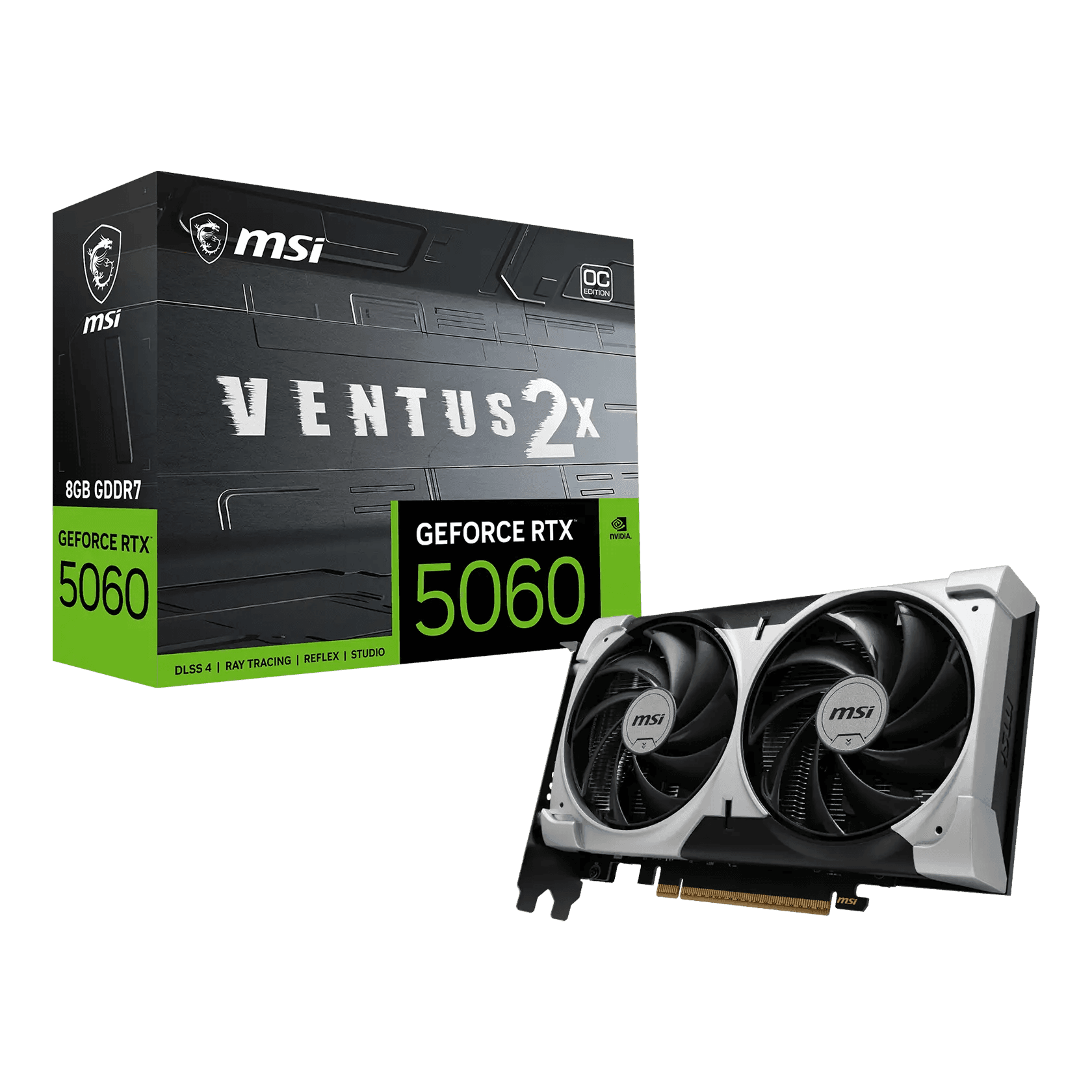 Card màn hình MSI GeForce RTX 5060 8G VENTUS 2X OC V1| 8GB GDDR7, 3840 CUDA Cores, PCIe Gen5