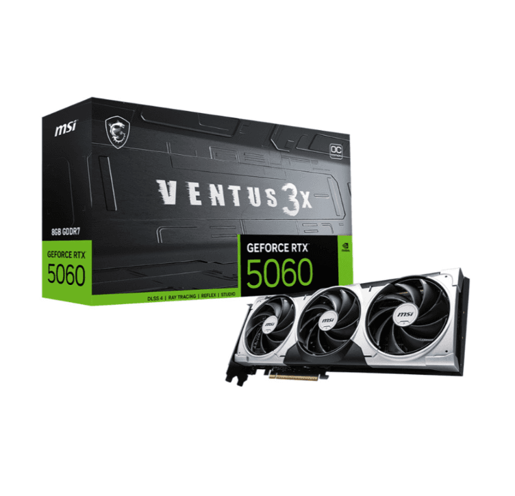 Card màn hình MSI GeForce RTX 5060 8G Ventus 3X V3C OC Edition | 8GB GDDR7, 3840 CUDA, PCIe Gen5