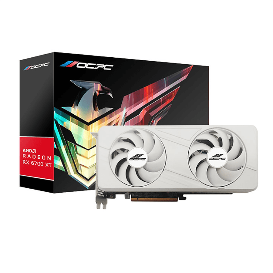 Card màn hình OCPC Radeon RX 6700 XT XK White | 12GB GDDR6, 192-bit, PCIe 4.0, Dual Fan