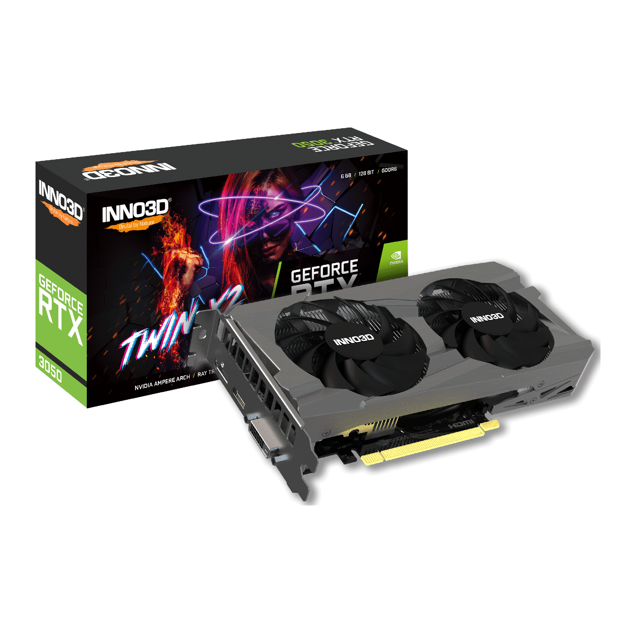 Card màn hình NVIDIA GeForce RTX 3050 Inno3D Twin X2 | 6GB GDDR6, 2304 CUDA, 450W