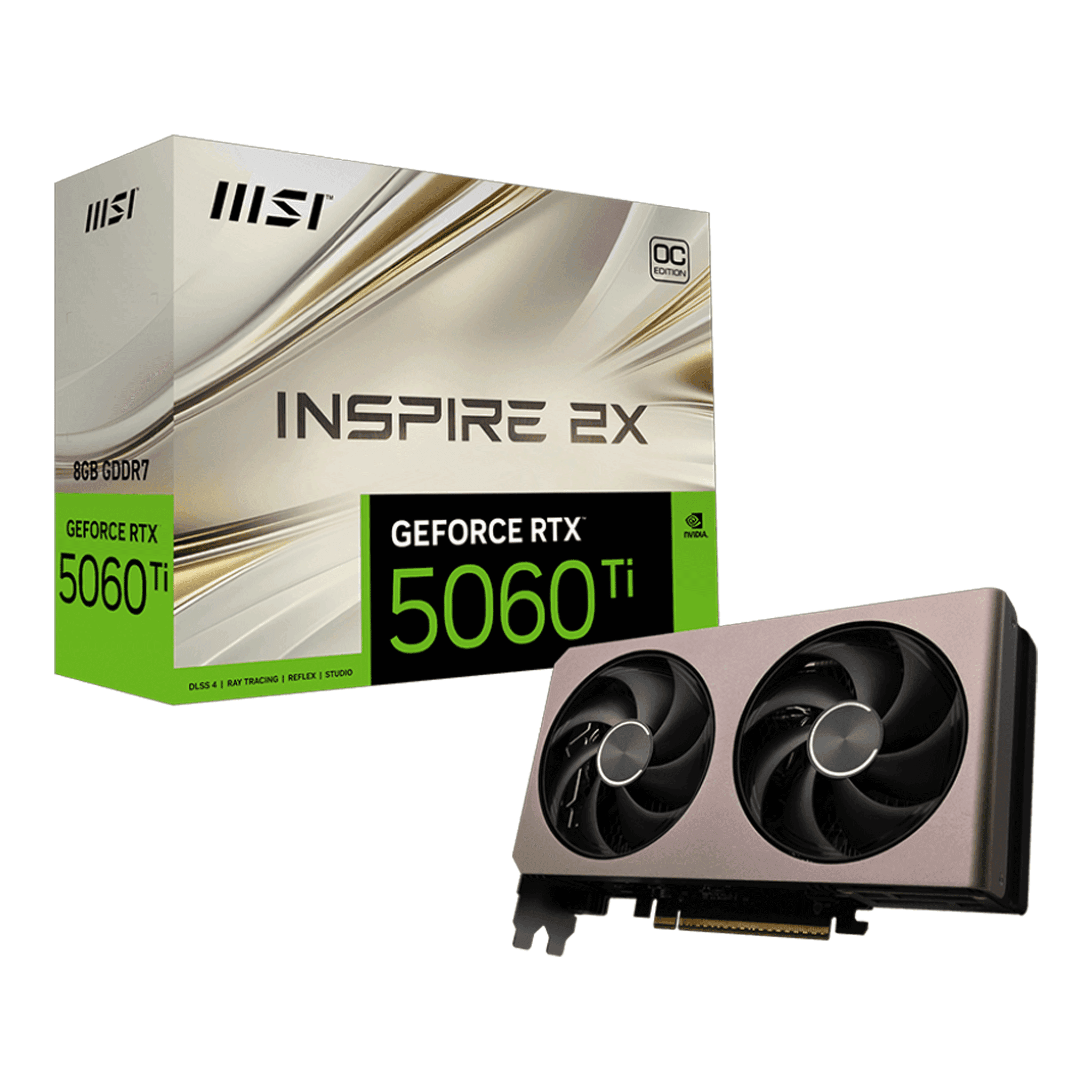 Card màn hình NVIDIA GeForce RTX 5060 Ti MSI INSPIRE 2X OC | 8GB GDDR7, 4608 CUDA, 550W
