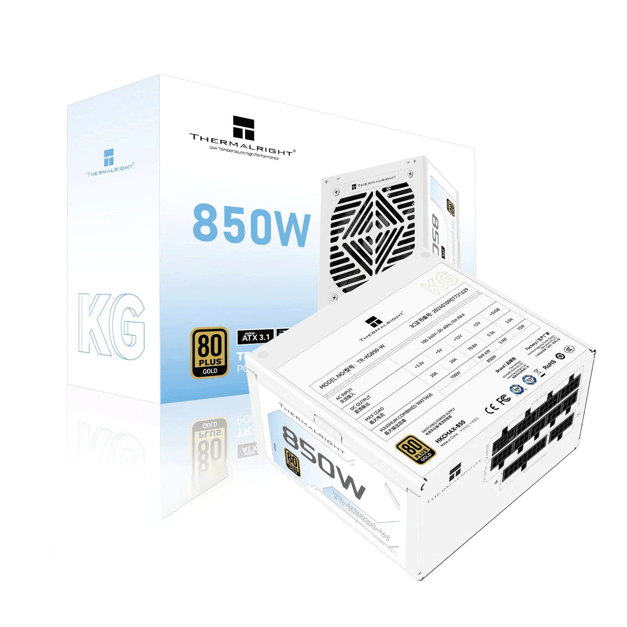 Nguồn máy tính Thermalright KG-850-W 80 Plus Gold Pcie5.1 - Trắng | Full Modular, ATX