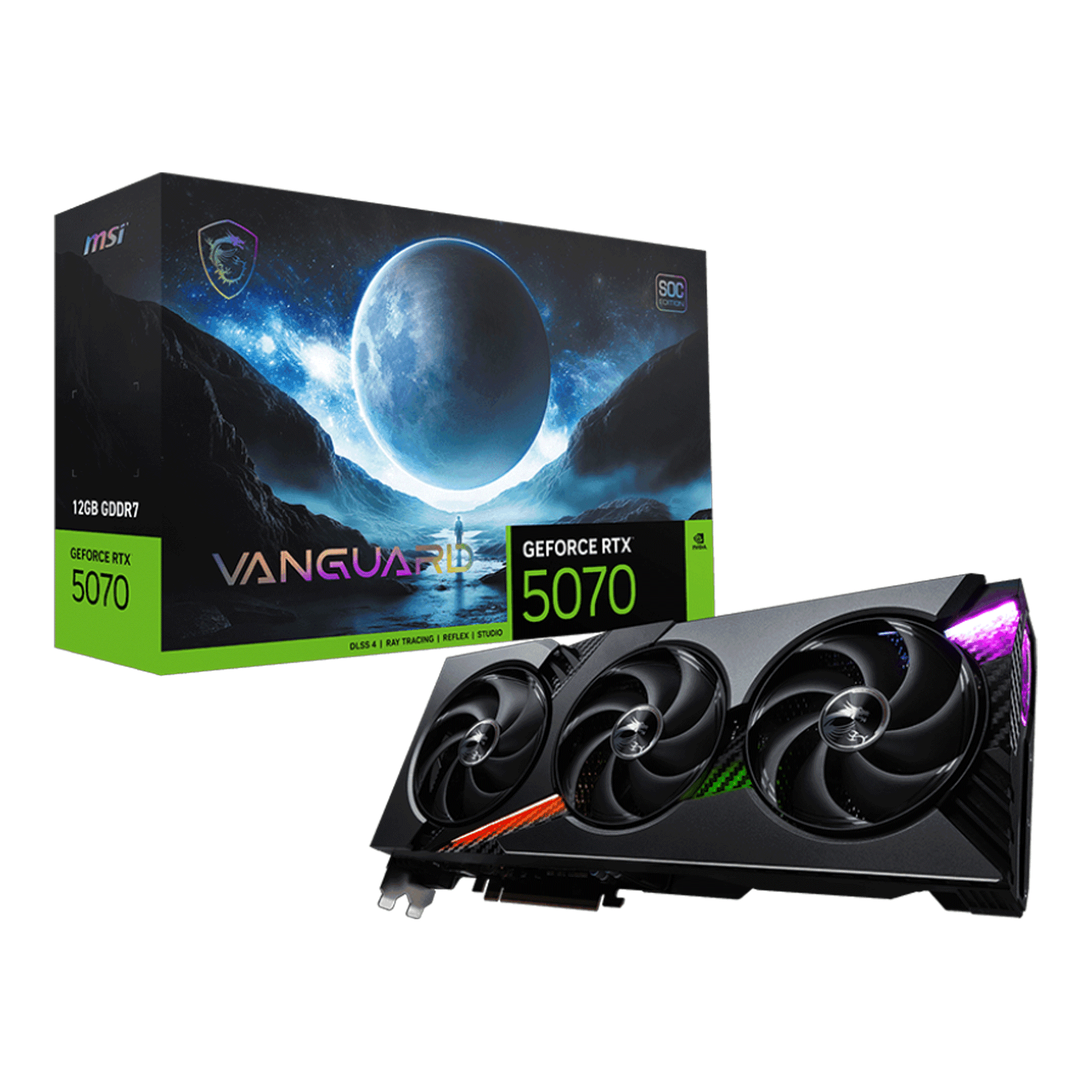 Card màn hình NVIDIA GeForce RTX 5070 MSI VANGUARD SOC | 12GB GDDR7, 6144 CUDA, 650W