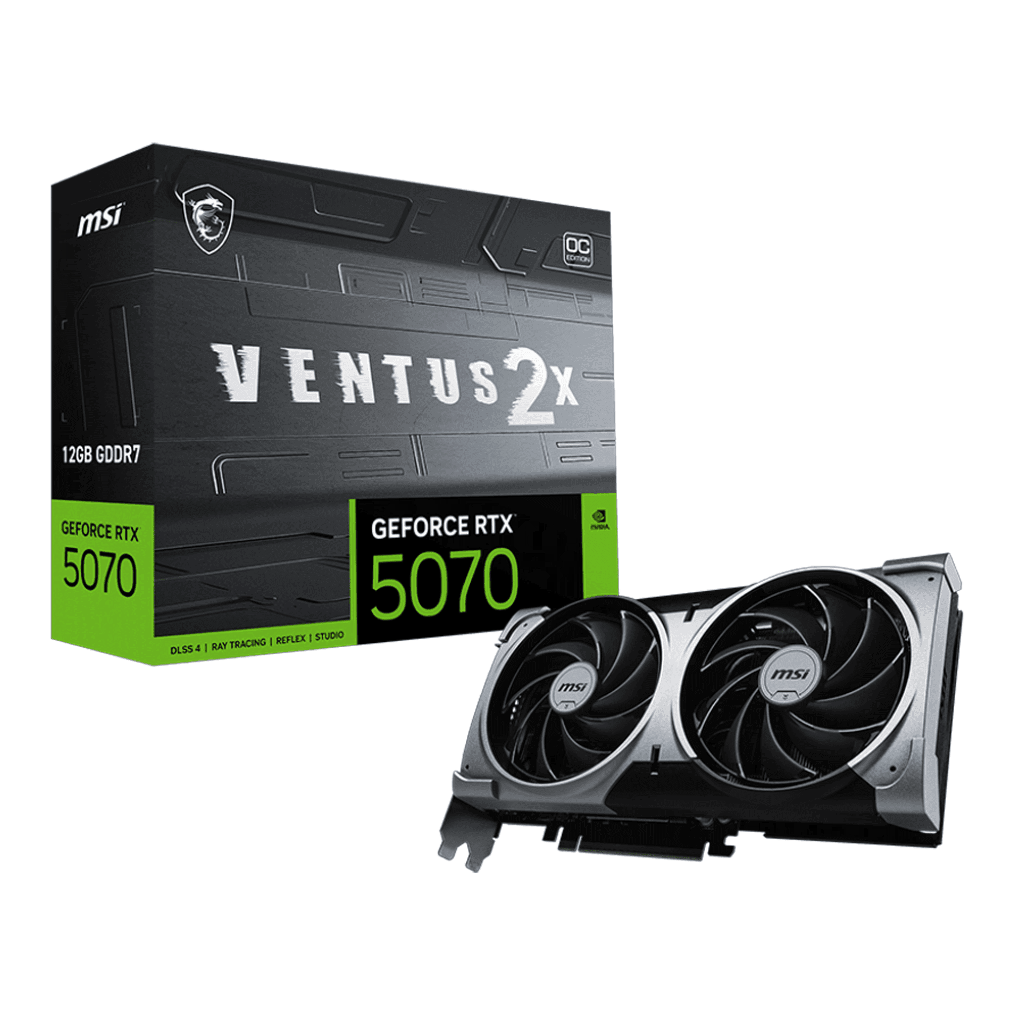 Card màn hình NVIDIA GeForce RTX 5070 MSI VENTUS 2X OC | 12GB GDDR7, 6144 CUDA, 650W