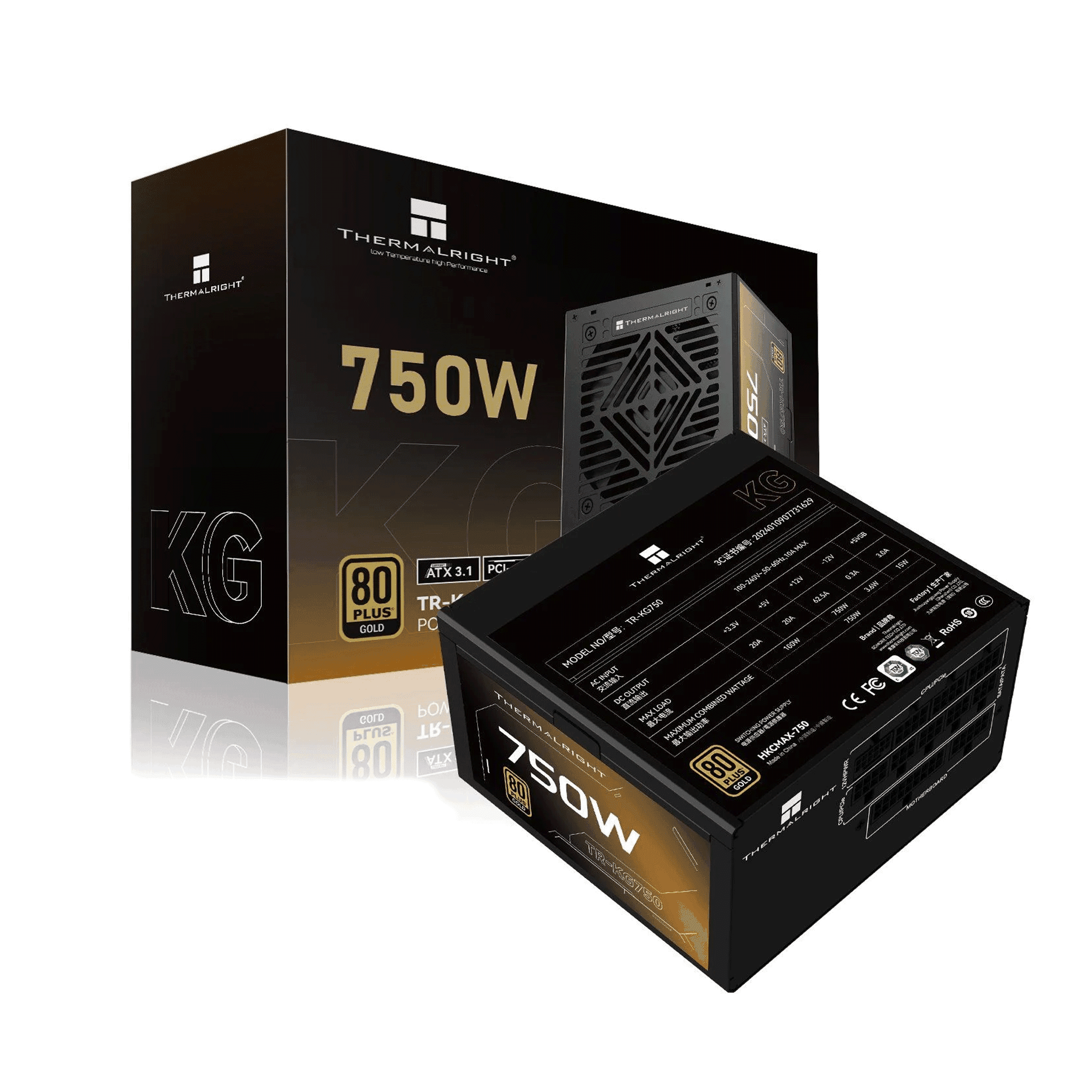 Nguồn máy tính Thermalright KG-750 80 Plus Gold Pcie5.1 - Đen | Full Modular, ATX