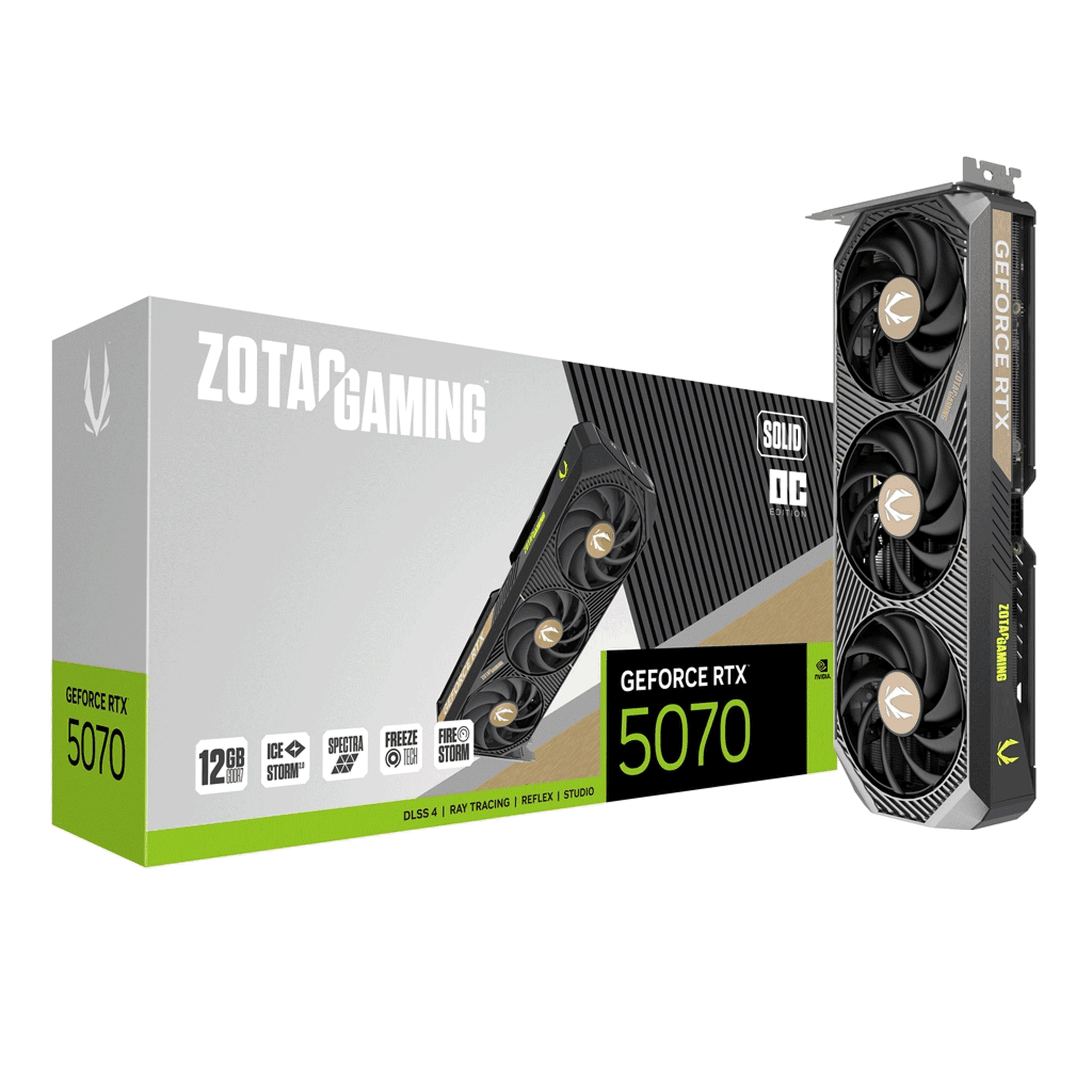 Card màn hình NVIDIA GeForce RTX 5070 ZOTAC SOLID OC | 12GB GDDR7, 6144 CUDA, 650W
