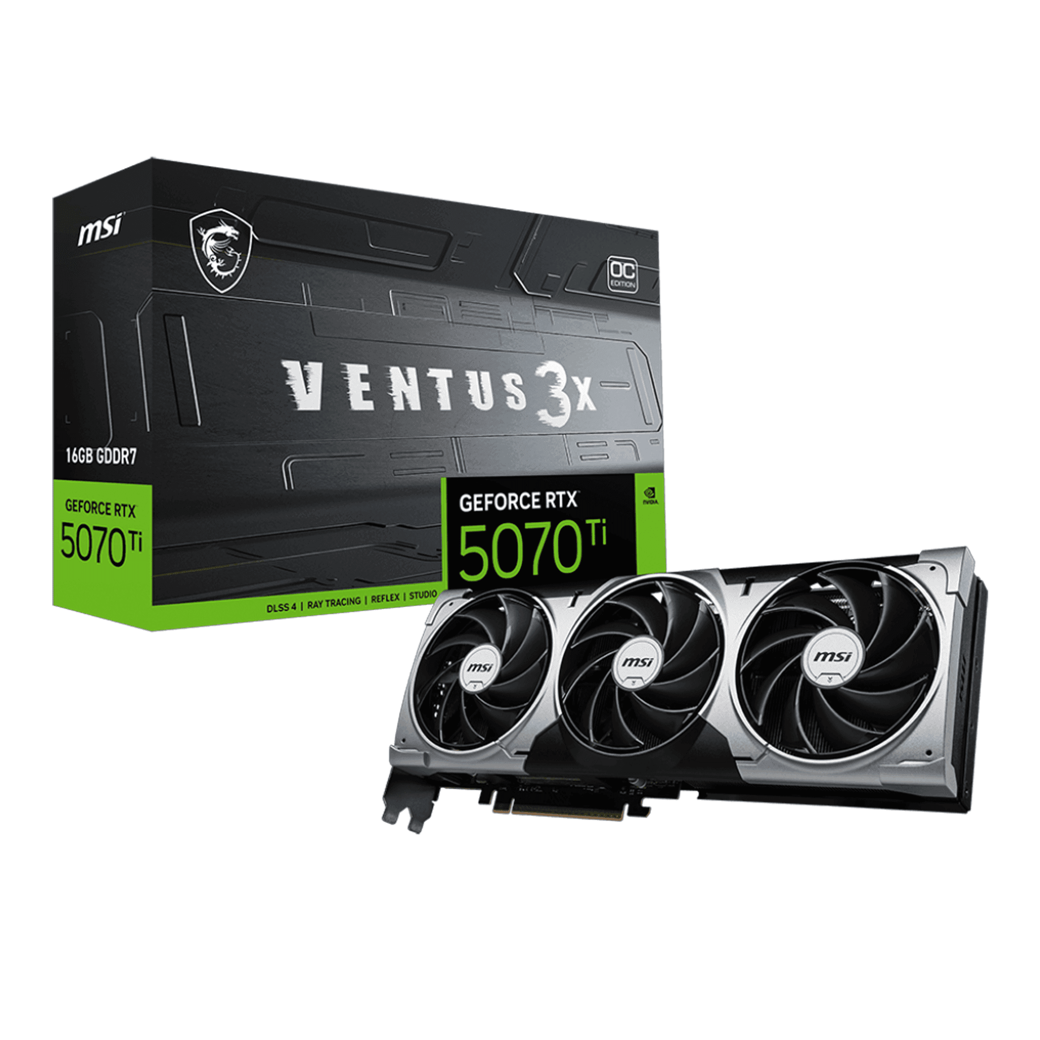 Card màn hình NVIDIA GeForce RTX 5070 Ti MSI Ventus 3X OC | 16GB GDDR7, 8960 CUDA, 750W