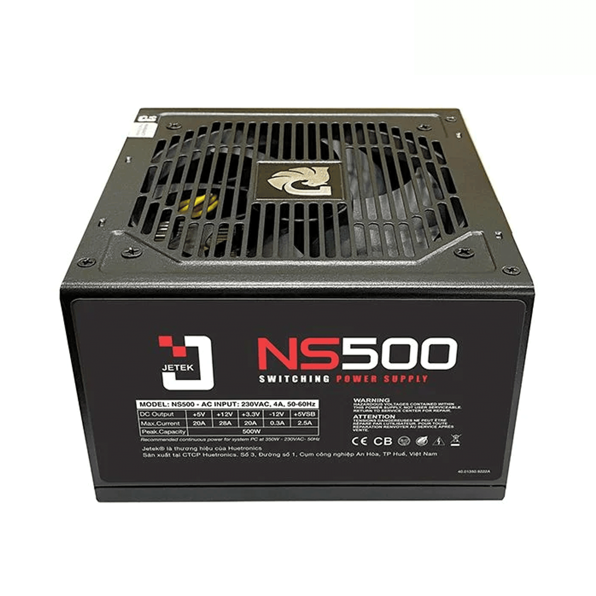 Nguồn máy tính Jetek NS500W Có Dây | Non Modular, ATX