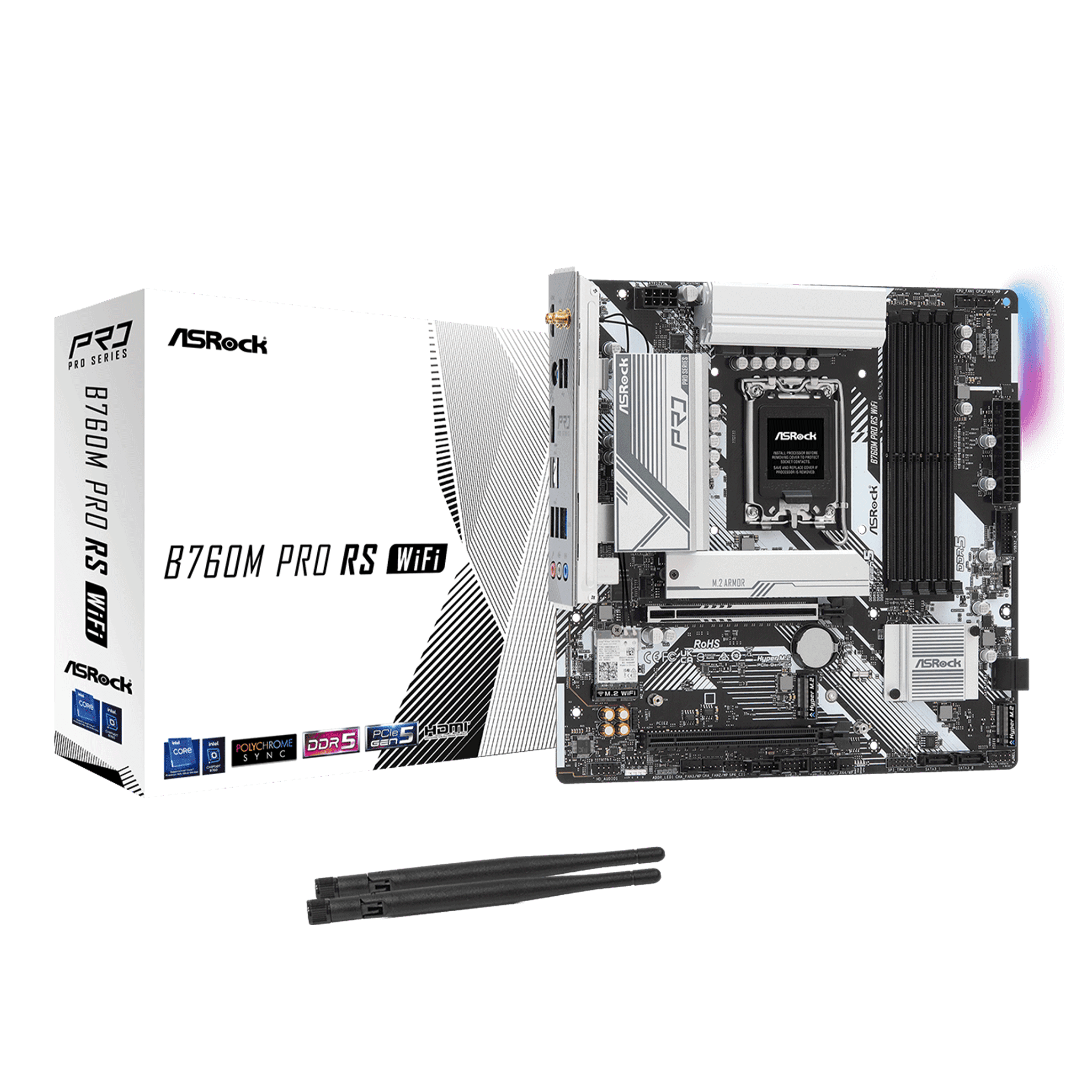 Mainboard ASRock B760M Pro RS Wifi DDR5 | LGA 1700, mATX, 4 khe RAM
