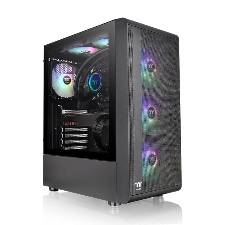 Thùng máy Thermaltake S200 TG ARGB Mid Tower Chassis | Đen, sẵn 4 fan ARGB (CA-1X2-00M1WN-00)