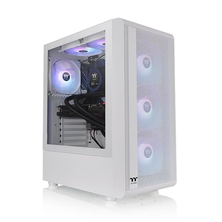 Thùng máy Thermaltake S200 TG ARGB Snow Mid Tower Chassis | Trắng, sẵn 4 fan ARGB (CA-1X2-00M6WN-00)