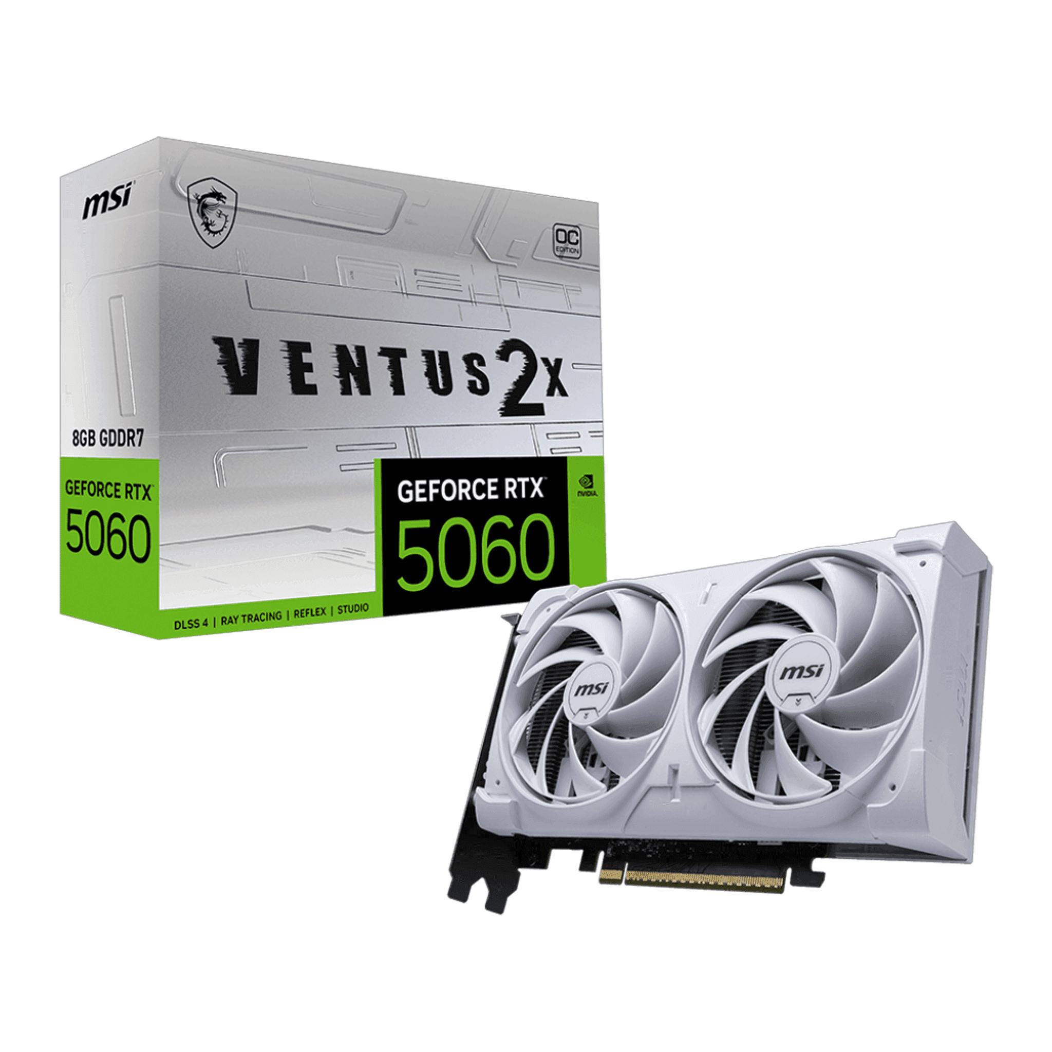 Card màn hình NVIDIA GeForce RTX 5060 MSI VENTUS 2X WHITE OC | 8GB GDDR7, 3840 CUDA, 550W